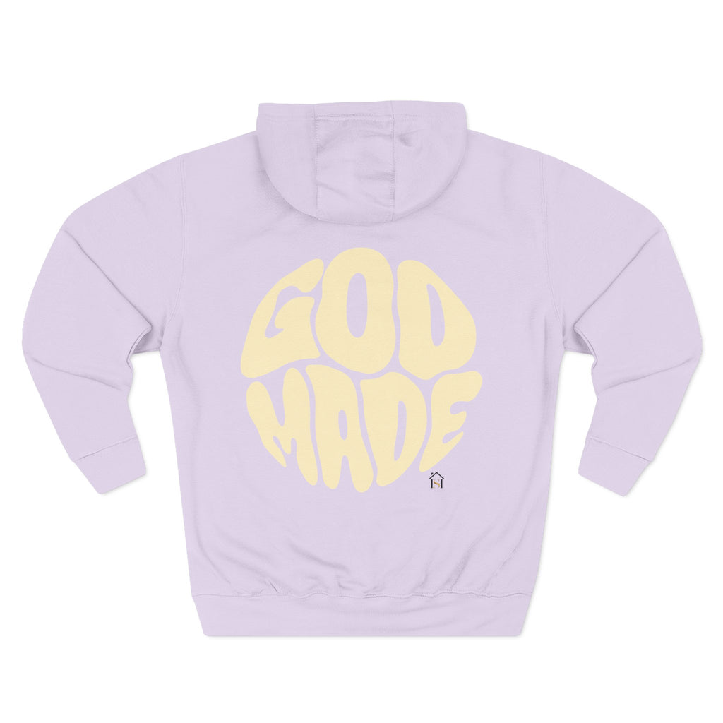 God Made Hoodie — Red Retro Bubble Logo Fleece Pullover
