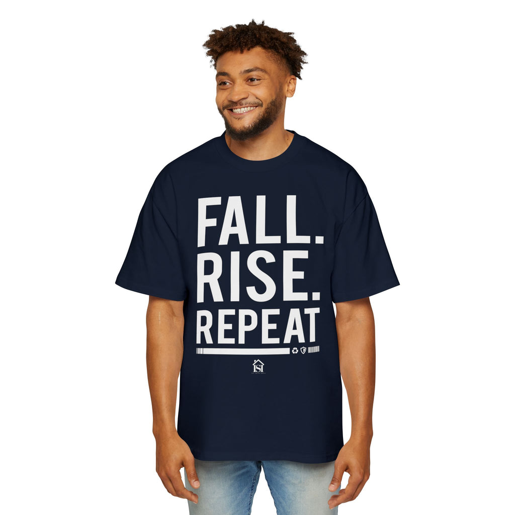 Men's Motivational Oversized Tee - Fall. Rise. Repeat. | Casual Streetwear, Gift for Him, Inspirational Shirt, Relaxed Fit Tee, [...]