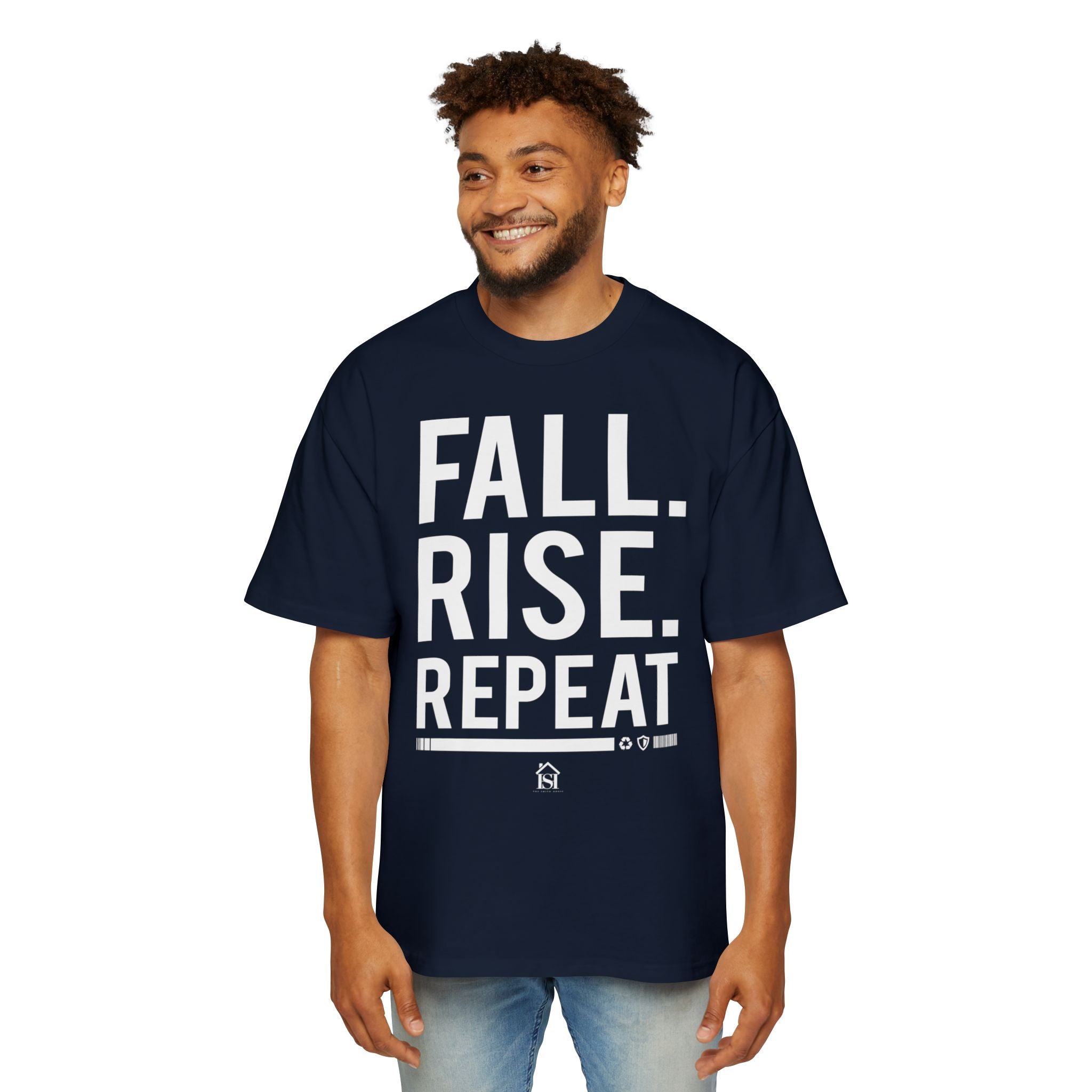Men's Motivational Oversized Tee - Fall. Rise. Repeat. | Casual Streetwear, Gift for Him, Inspirational Shirt, Relaxed Fit Tee, [...]