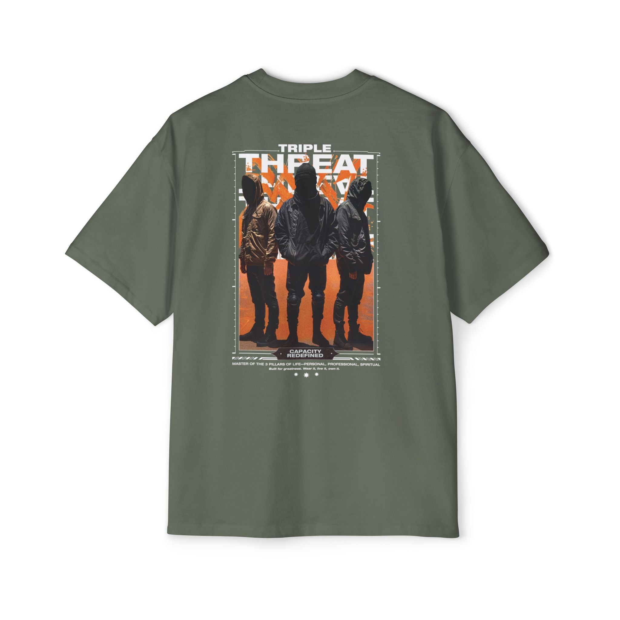 Graphic Tee — “Purpose” Front & Triple Threat Movie Poster Back