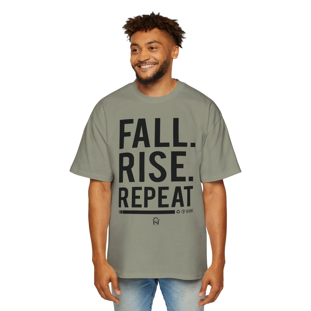 Men's Motivational Oversized Tee - Fall. Rise. Repeat. | Casual Streetwear, Gift for Him, Inspirational Shirt, Relaxed Fit Tee, [...]