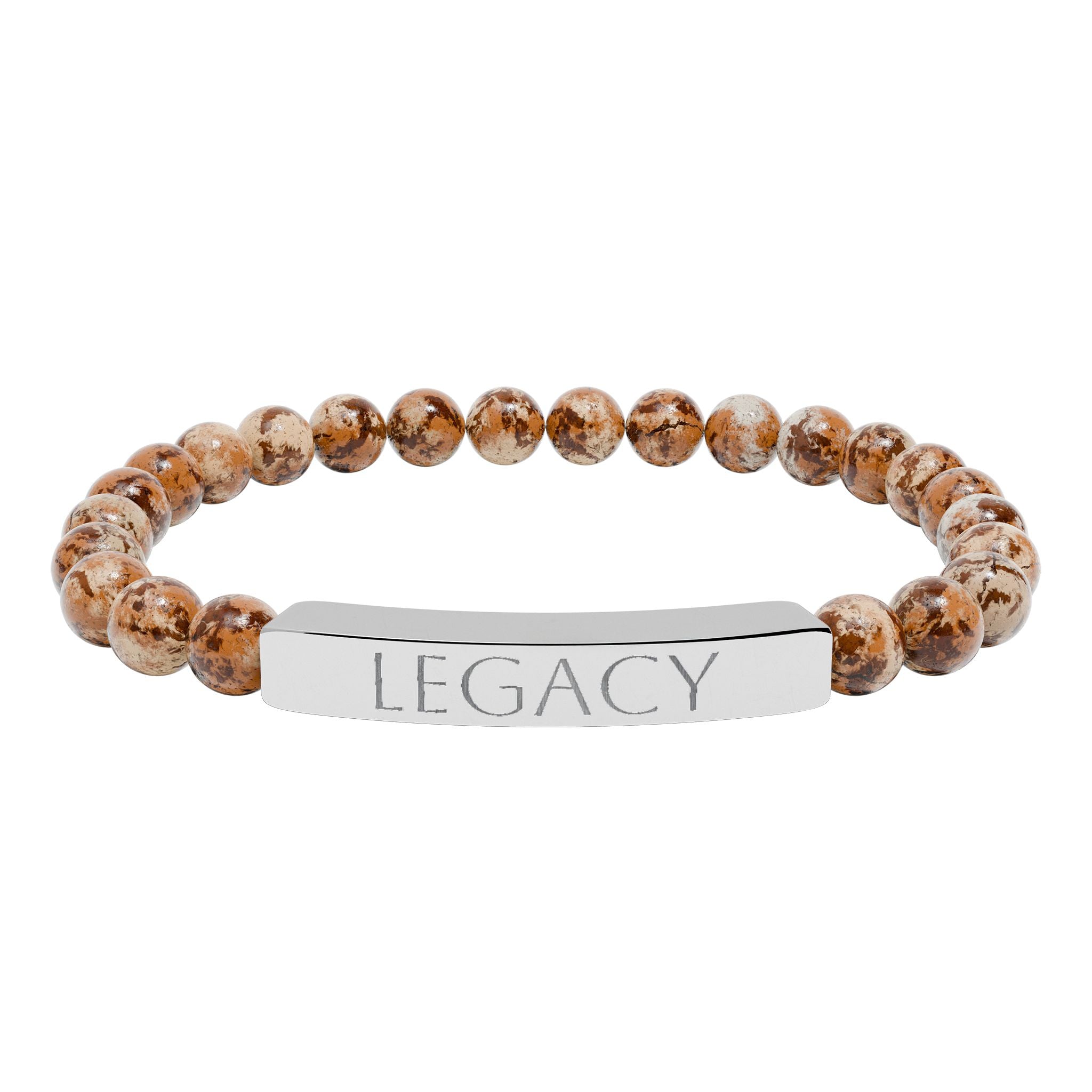 Engraved Natural Stone Bracelet - "My LEGACY" Stretch Bar Jewelry