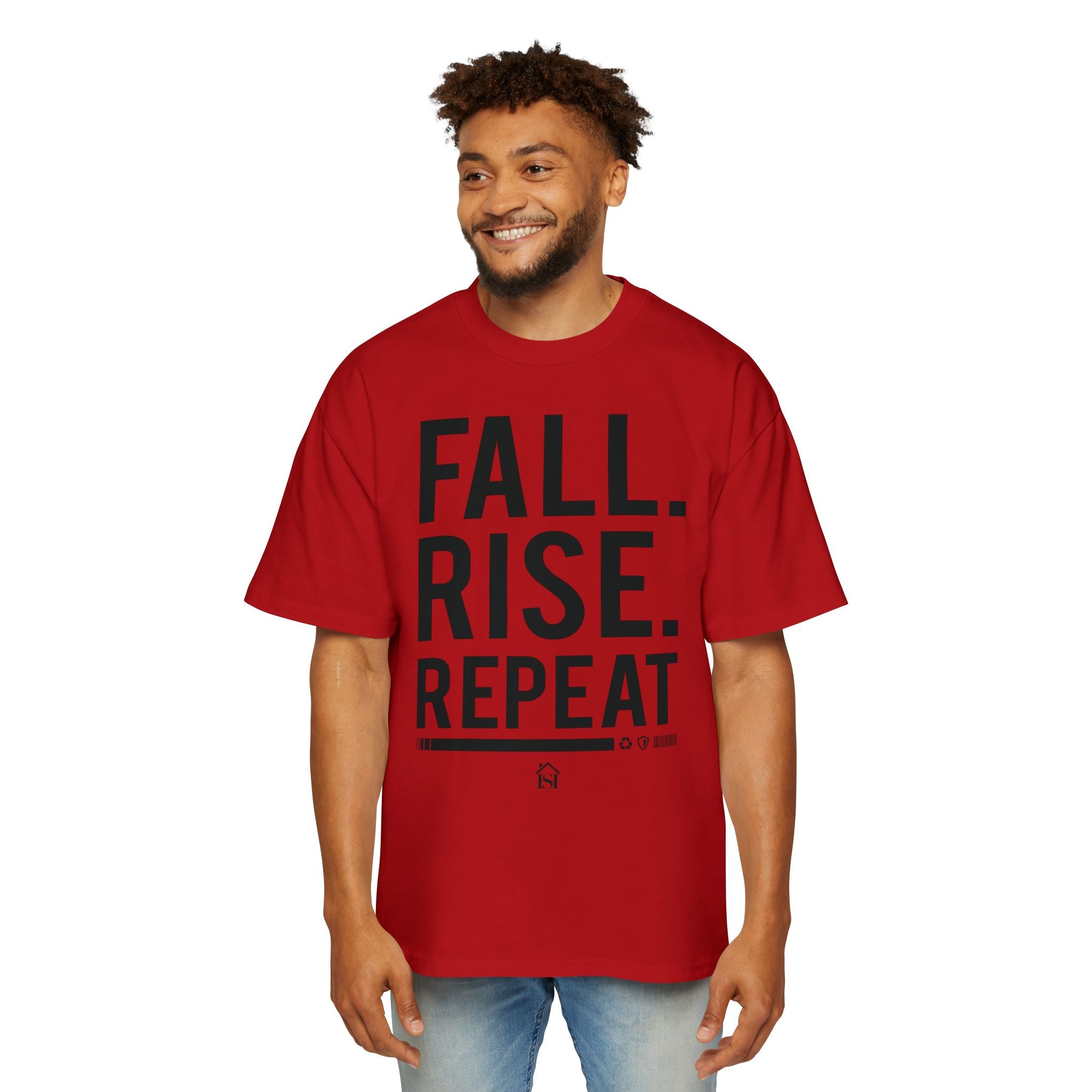 Men's Motivational Oversized Tee - Fall. Rise. Repeat. | Casual Streetwear, Gift for Him, Inspirational Shirt, Relaxed Fit Tee, [...]