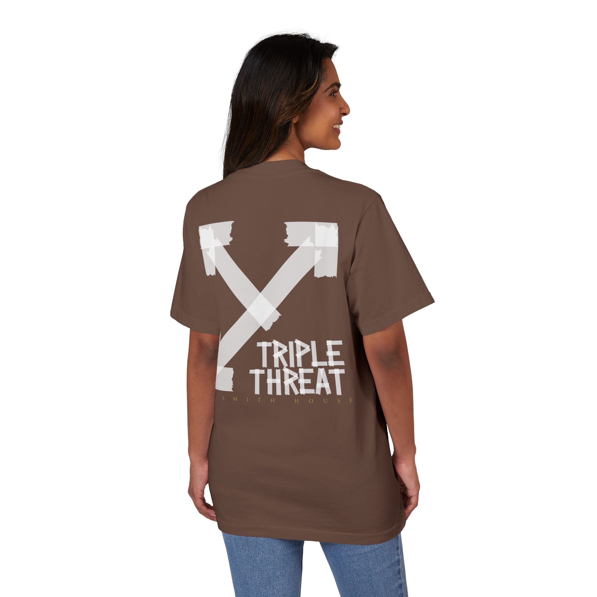 Triple Threat Unisex Drop-Shoulder T-Shirt, Stylish Graphic Tee, Streetwear Top, Casual Wear, Gift for Friends, Modern Fashion