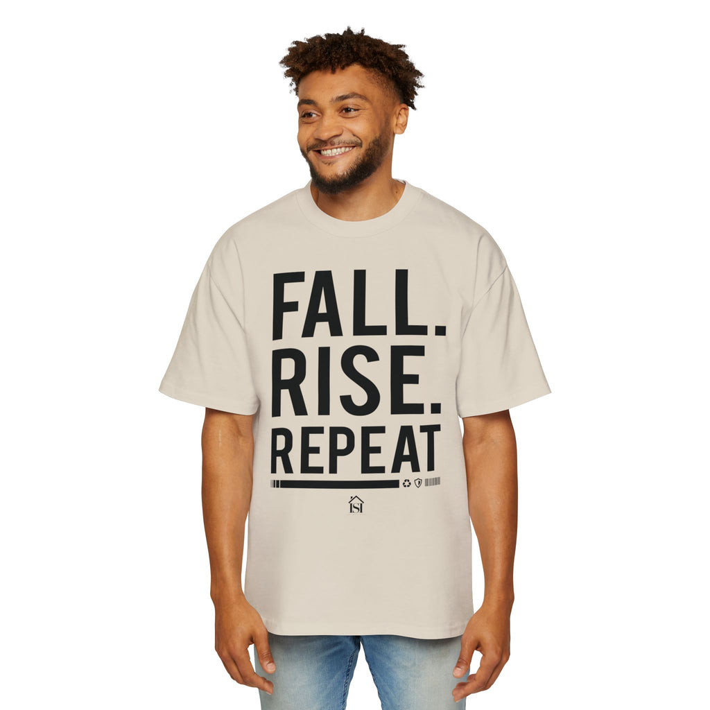 Men's Motivational Oversized Tee - Fall. Rise. Repeat. | Casual Streetwear, Gift for Him, Inspirational Shirt, Relaxed Fit Tee, [...]
