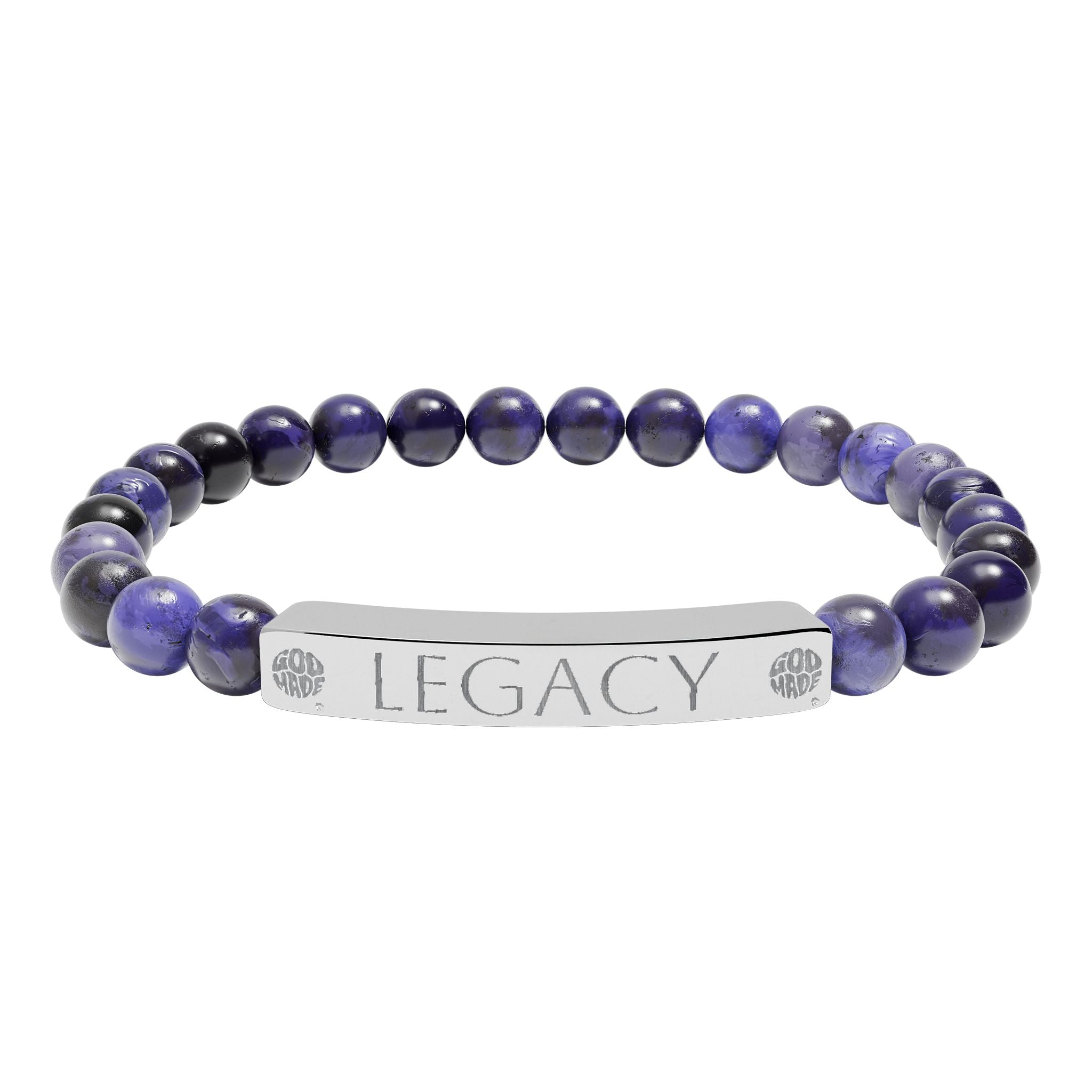 Engraved Natural Stone Bracelet - "My LEGACY" Stretch Bar Jewelry