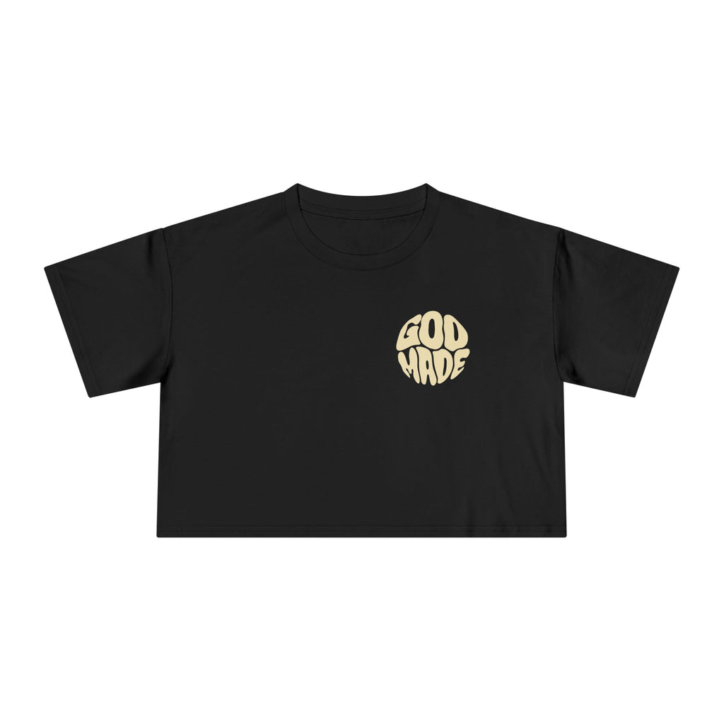 Women's Crop Tee with Bold 'GOD MADE' Design, Stylish Summer Top, Gift for Fashion Lovers, Casual Daily Wear, Unique Trendy Apparel