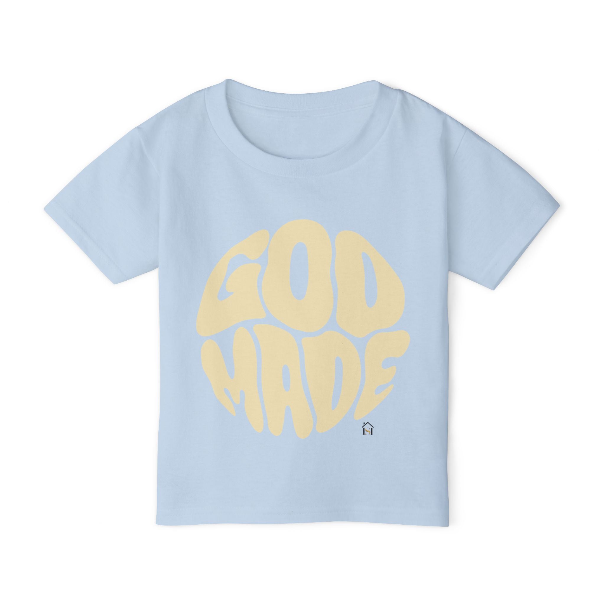 Toddler T-Shirt — "God Made" Red Retro Script Kids Tee
