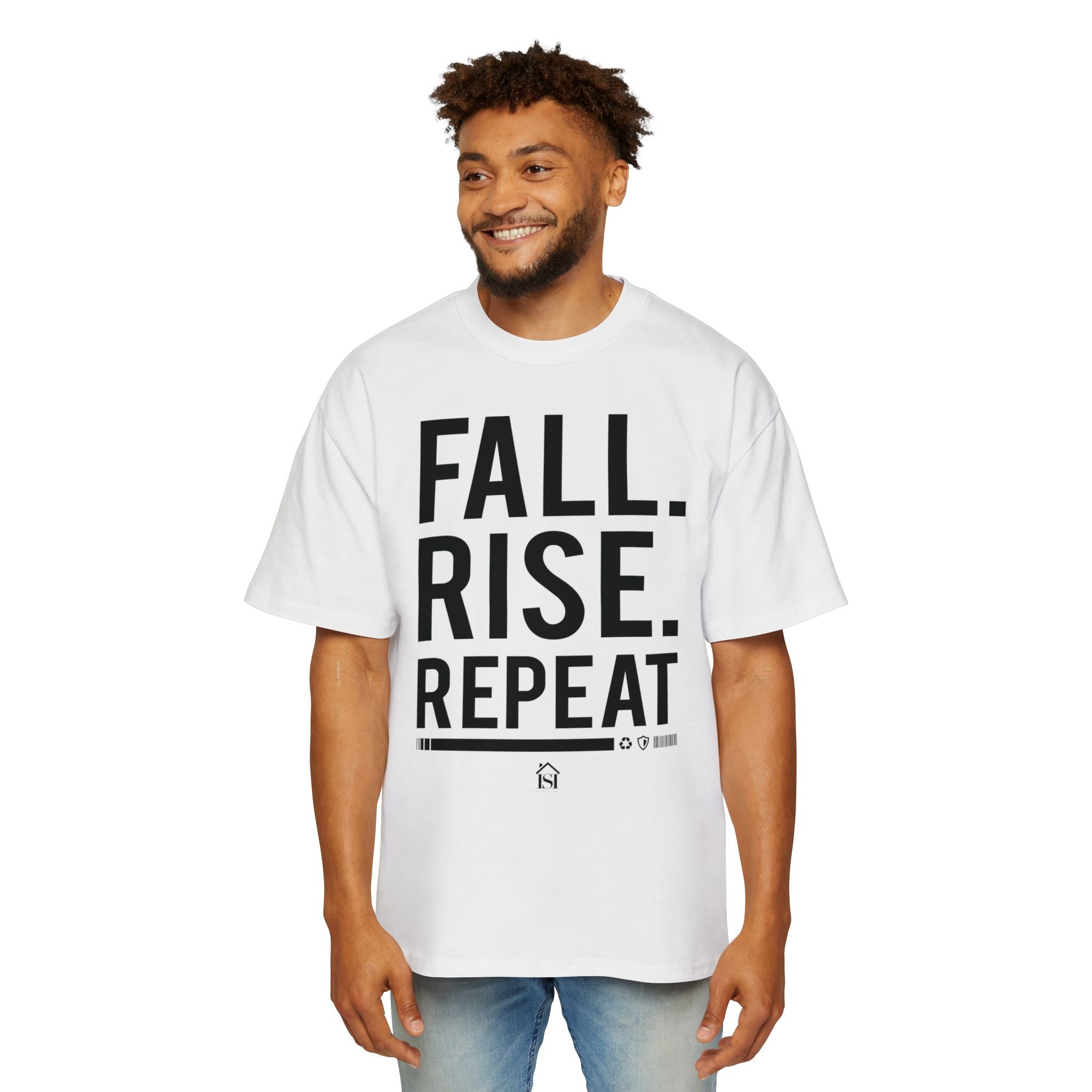Men's Motivational Oversized Tee - Fall. Rise. Repeat. | Casual Streetwear, Gift for Him, Inspirational Shirt, Relaxed Fit Tee, [...]