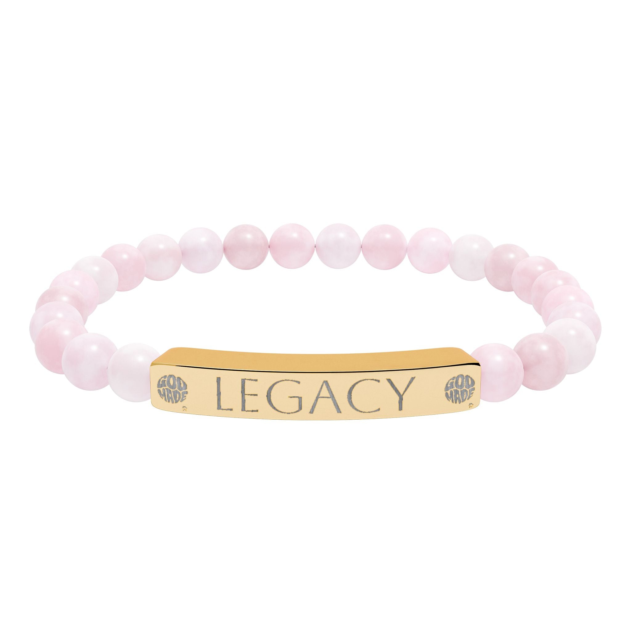 Engraved Natural Stone Bracelet - "My LEGACY" Stretch Bar Jewelry
