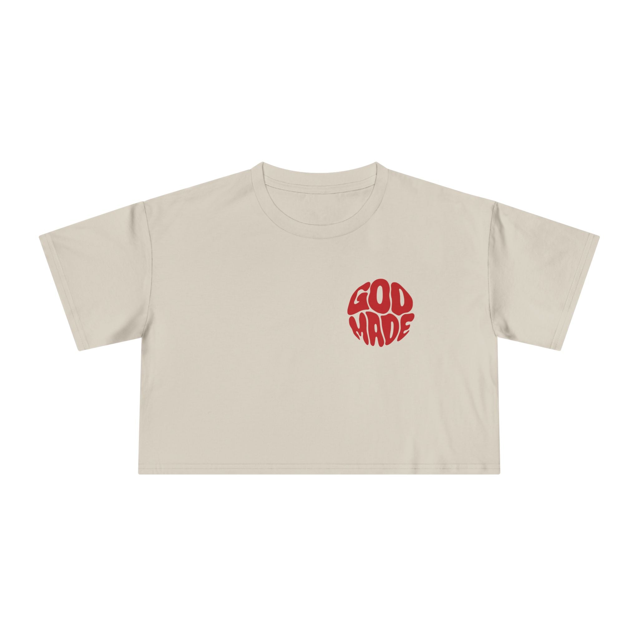 Women's Crop Tee with Bold 'GOD MADE' Design, Stylish Summer Top, Gift for Fashion Lovers, Casual Daily Wear, Unique Trendy Apparel
