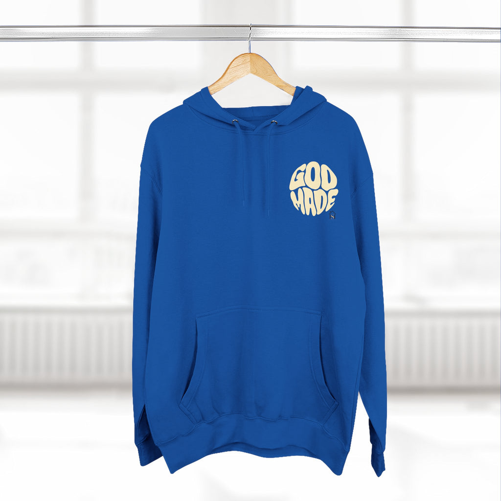 God Made Hoodie — Red Retro Bubble Logo Fleece Pullover