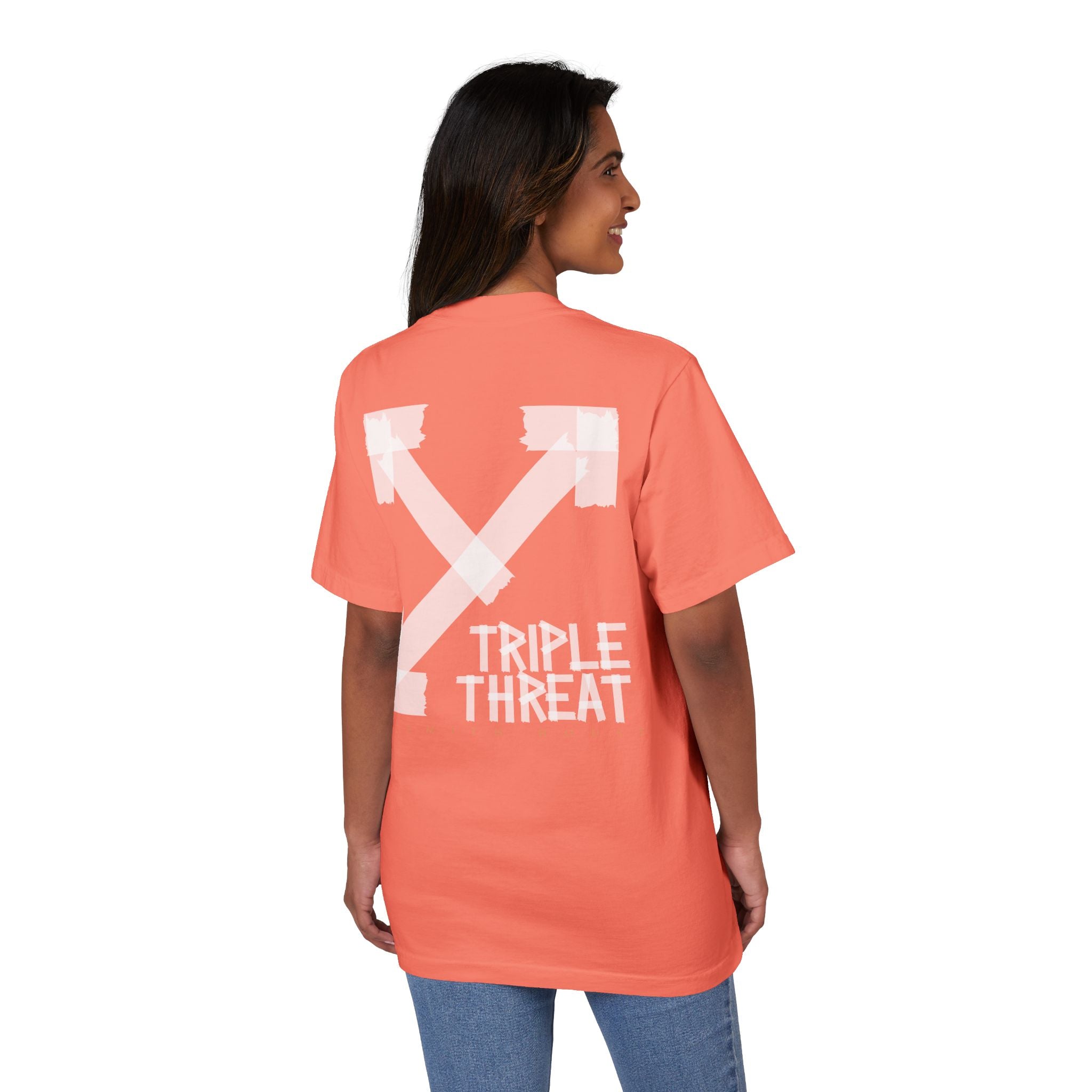 Triple Threat Unisex Drop-Shoulder T-Shirt, Stylish Graphic Tee, Streetwear Top, Casual Wear, Gift for Friends, Modern Fashion