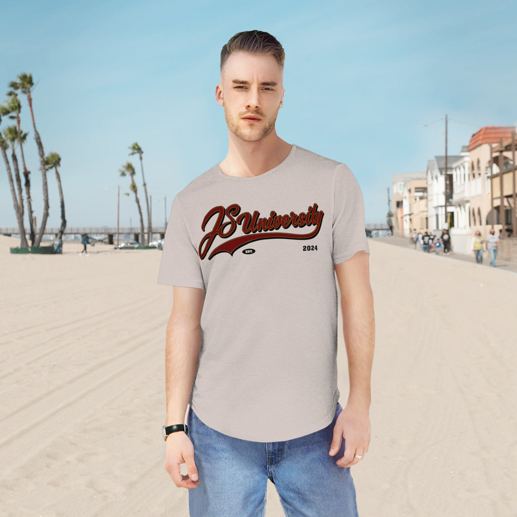 Men's Curved Hem Tee, Casual Men's Shirt, JSUniversity Apparel, Trendy Graphic Tee, Summer Fashion Top, College Style Clothes