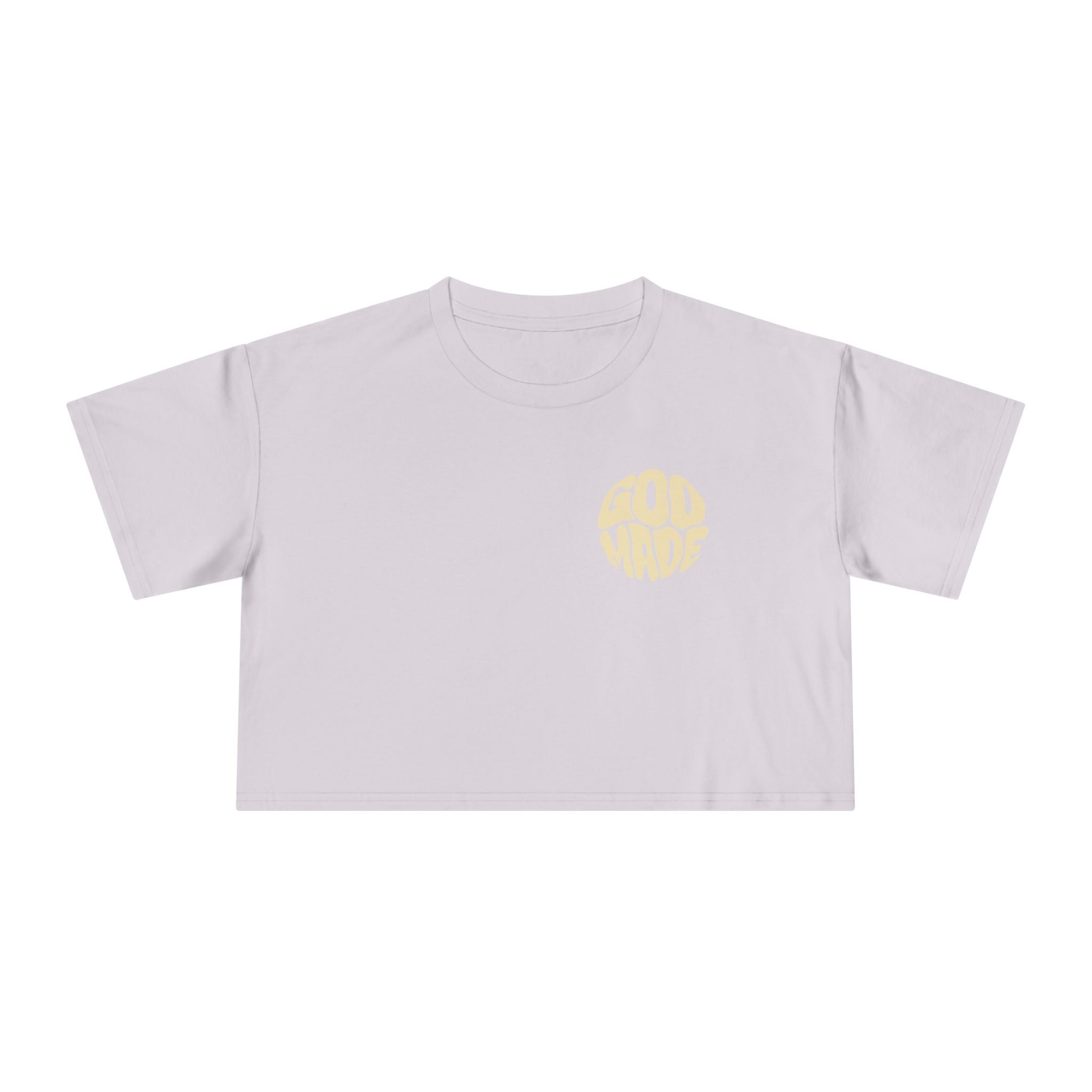 Women's Crop Tee with Bold 'GOD MADE' Design, Stylish Summer Top, Gift for Fashion Lovers, Casual Daily Wear, Unique Trendy Apparel