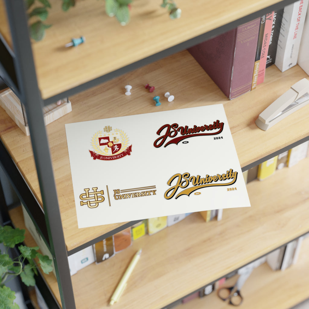 JS University Sticker Sheets - College Spirit Stickers for Students & Alumni