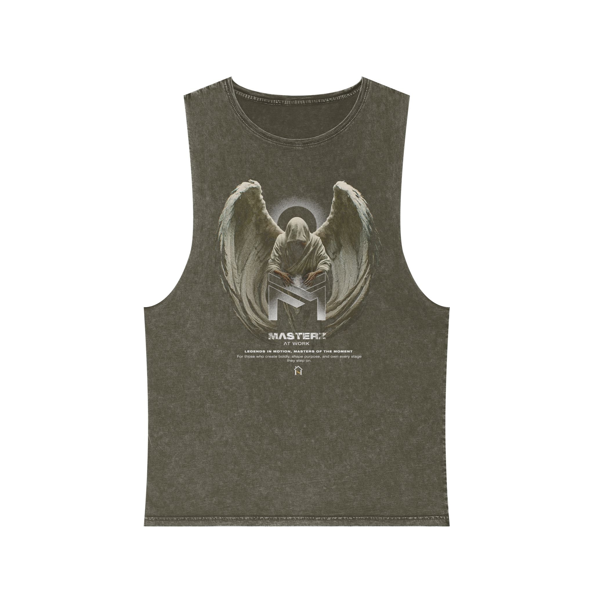 Unisex Stonewash Tank Top - Angelic 'Master' Graphic Tee for Casual Comfort