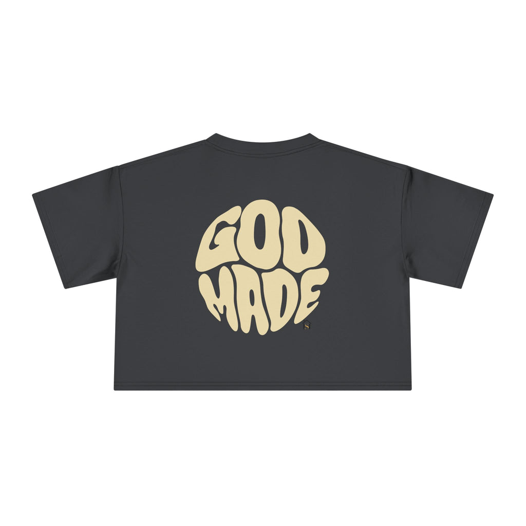 Women's Crop Tee with Bold 'GOD MADE' Design, Stylish Summer Top, Gift for Fashion Lovers, Casual Daily Wear, Unique Trendy Apparel