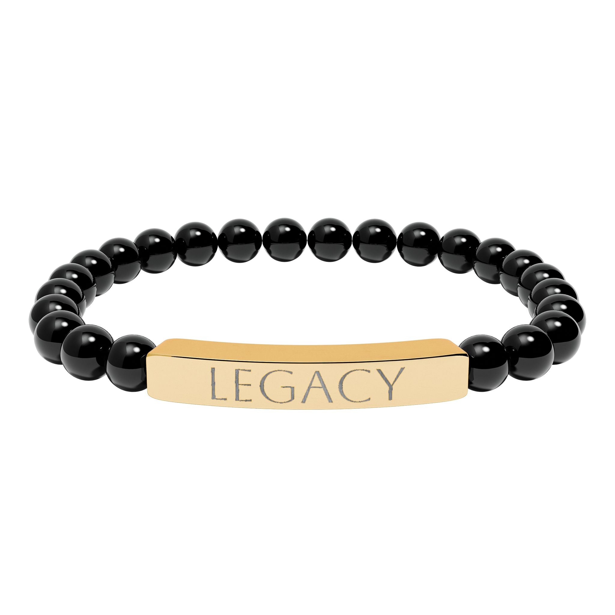 Engraved Natural Stone Bracelet - "My LEGACY" Stretch Bar Jewelry