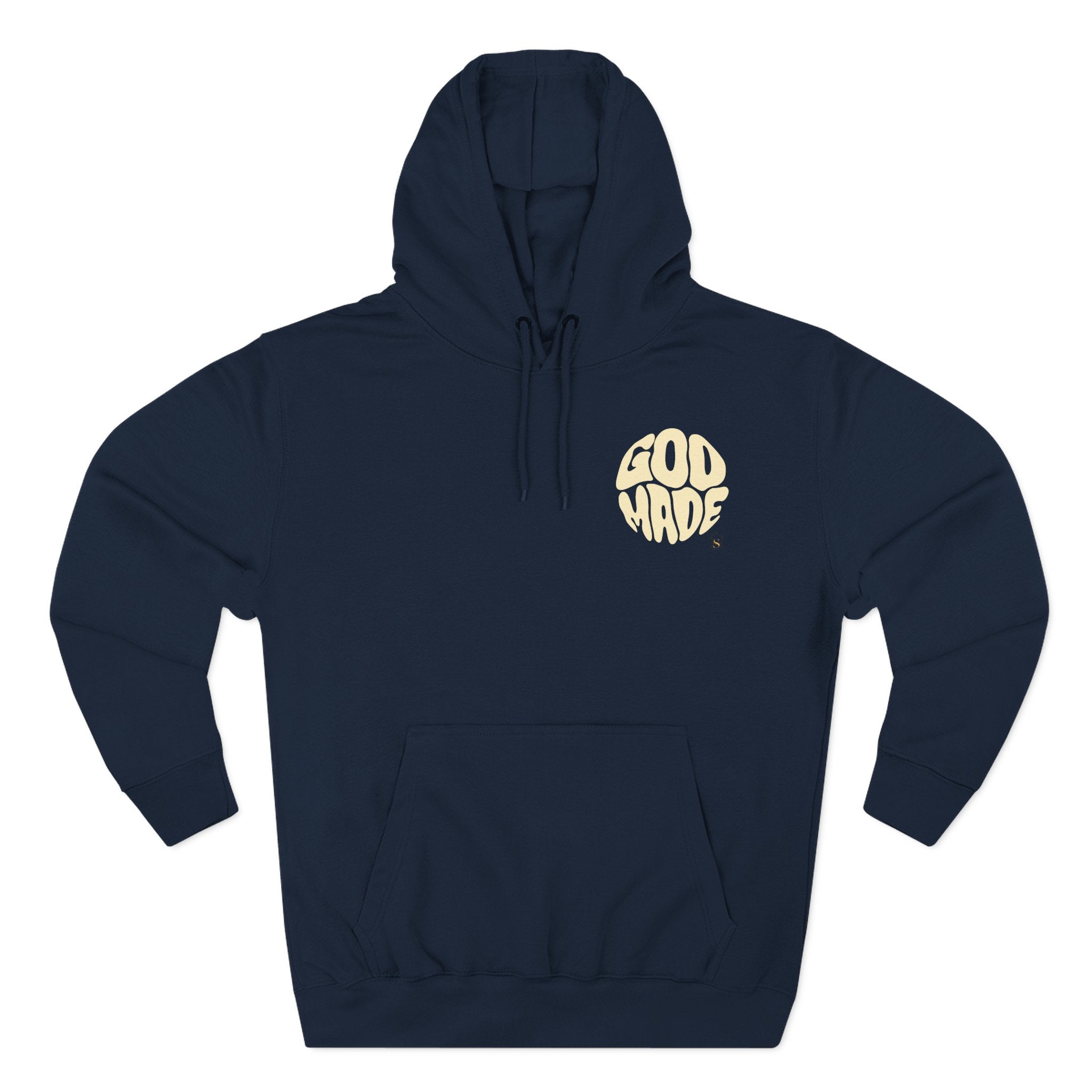 God Made Hoodie — Red Retro Bubble Logo Fleece Pullover