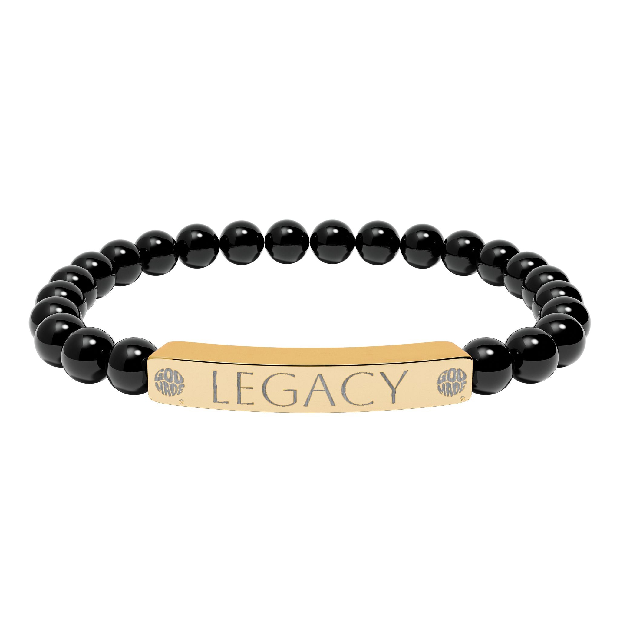 Engraved Natural Stone Bracelet - "My LEGACY" Stretch Bar Jewelry