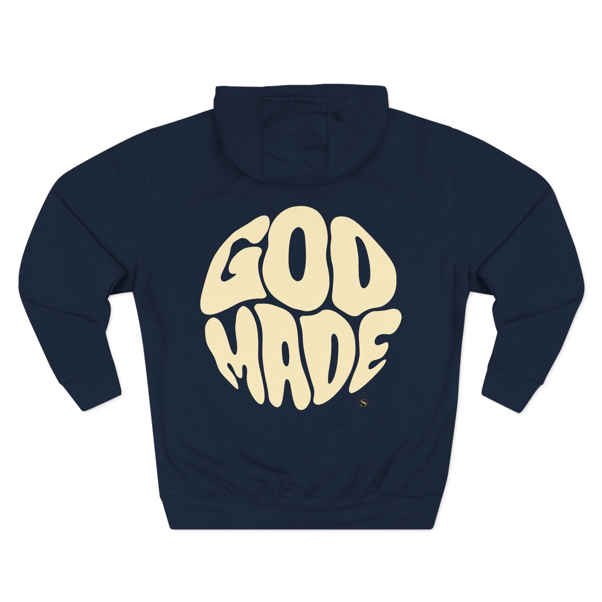God Made Hoodie — Red Retro Bubble Logo Fleece Pullover