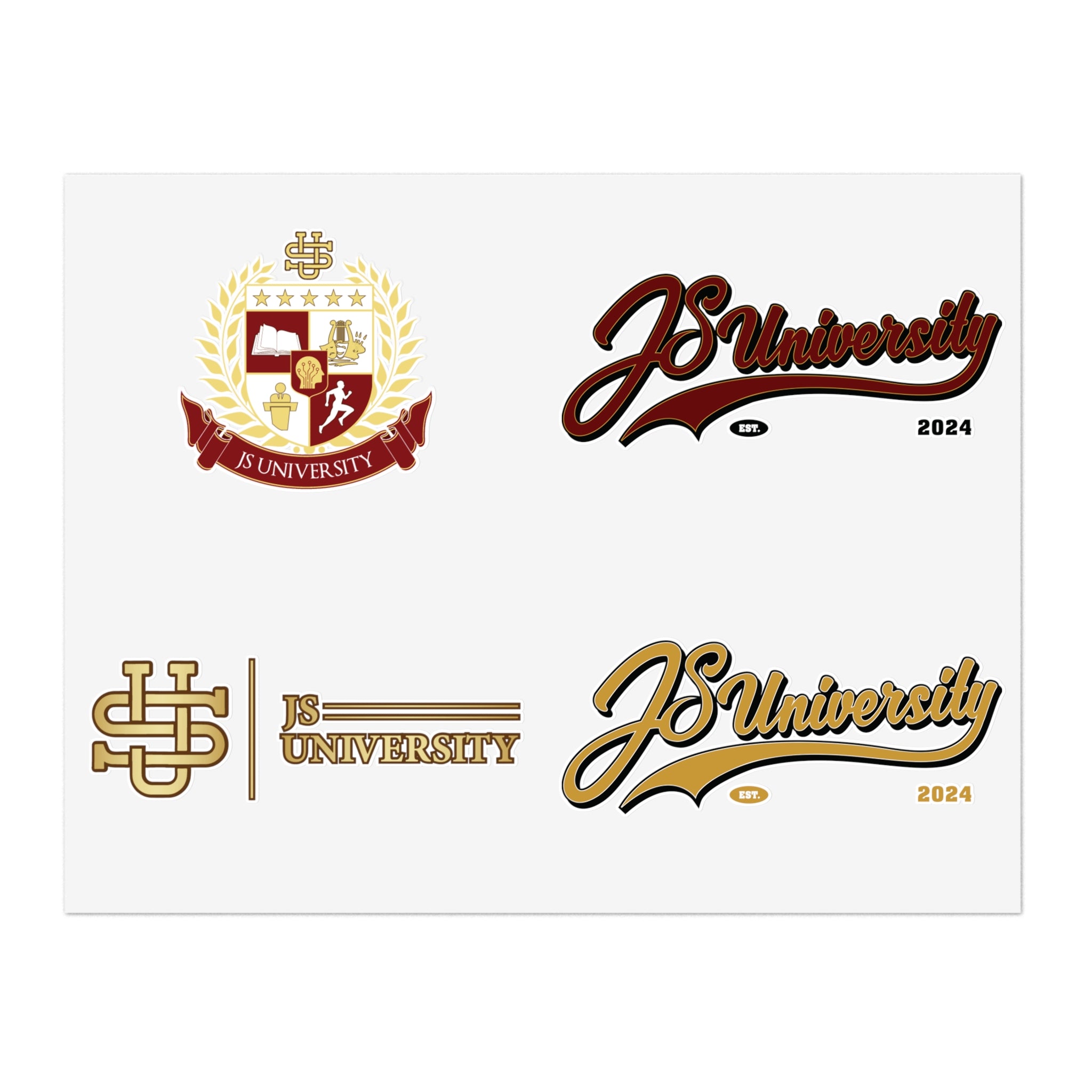 JS University Sticker Sheets - College Spirit Stickers for Students & Alumni