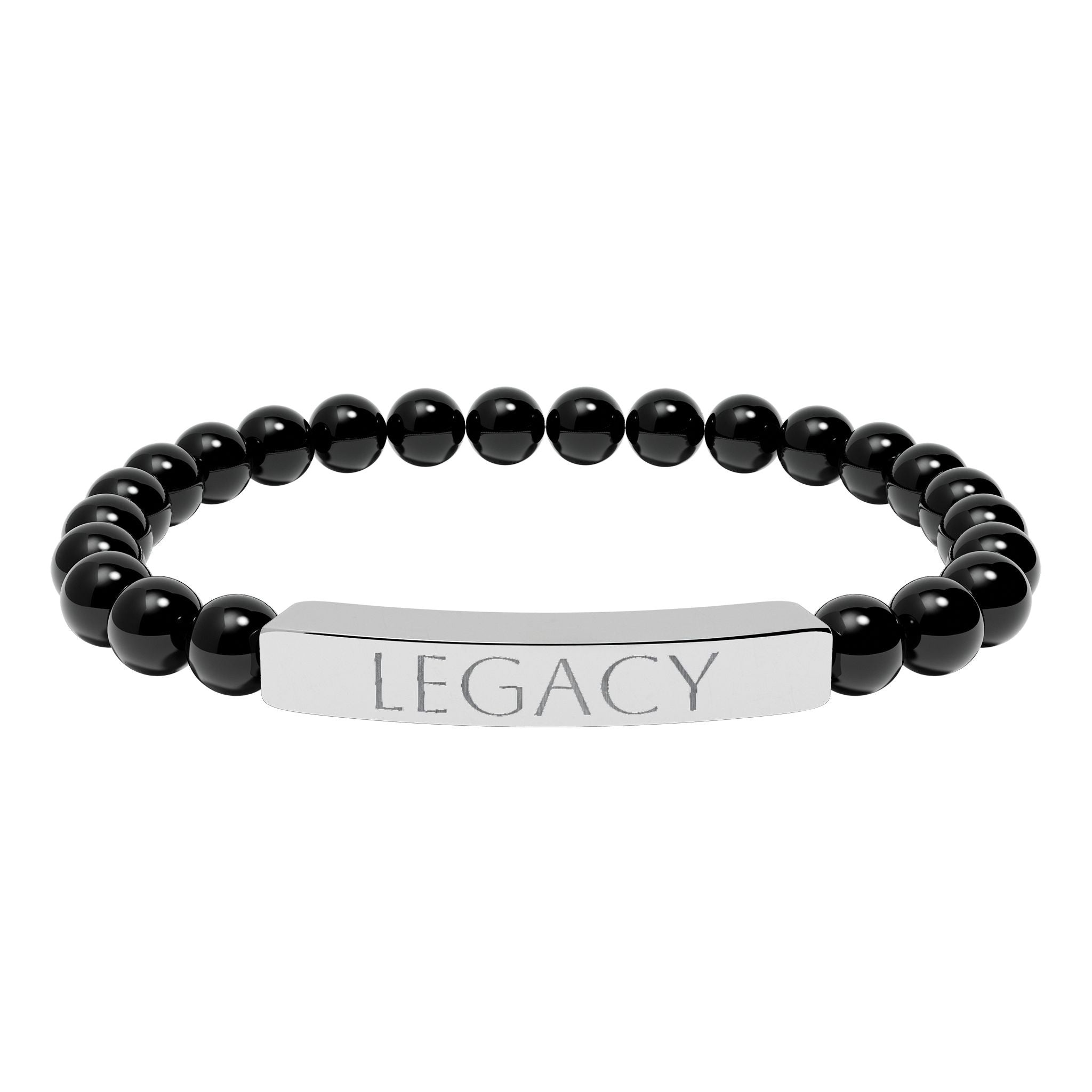 Engraved Natural Stone Bracelet - "My LEGACY" Stretch Bar Jewelry