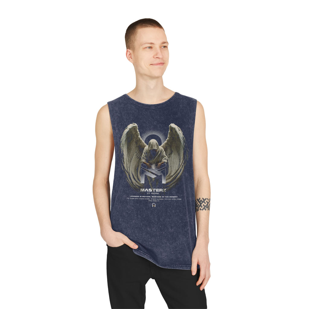 Unisex Stonewash Tank Top - Angelic 'Master' Graphic Tee for Casual Comfort