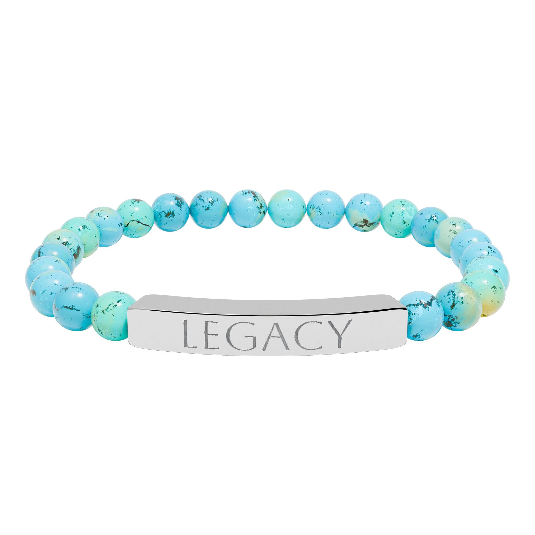 Engraved Natural Stone Bracelet - "My LEGACY" Stretch Bar Jewelry