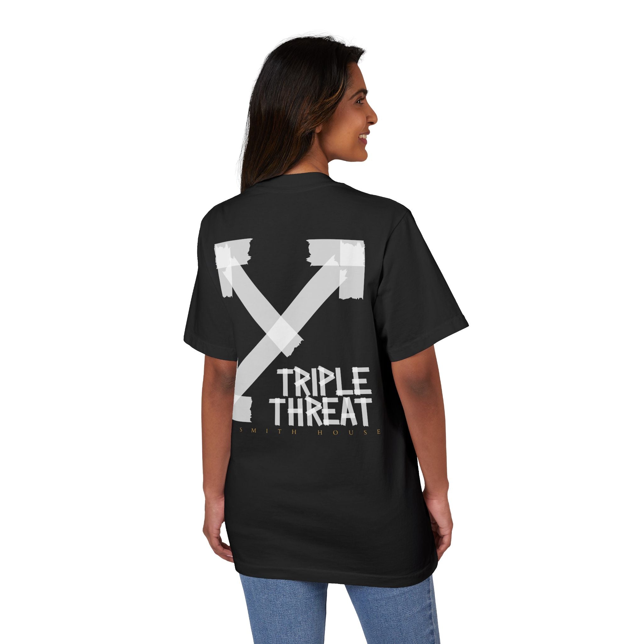 Triple Threat Unisex Drop-Shoulder T-Shirt, Stylish Graphic Tee, Streetwear Top, Casual Wear, Gift for Friends, Modern Fashion