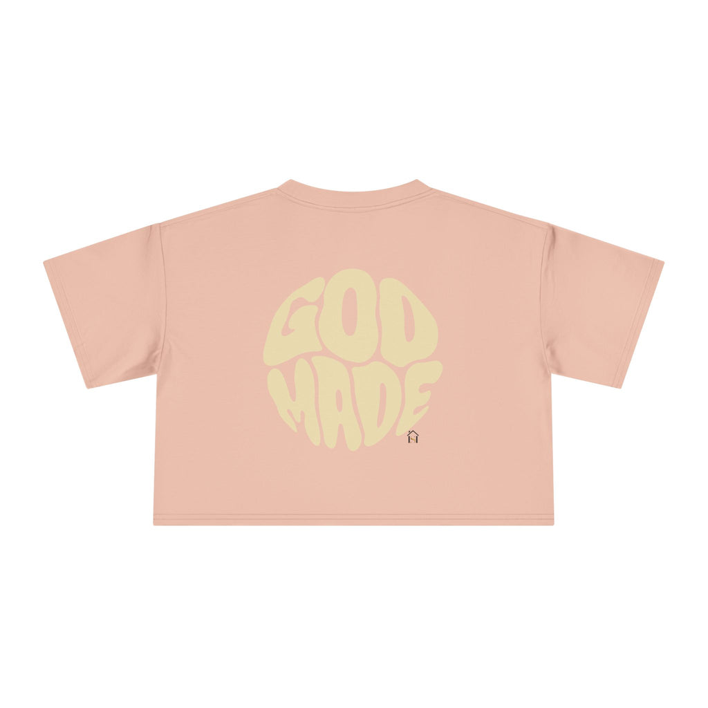 Women's Crop Tee with Bold 'GOD MADE' Design, Stylish Summer Top, Gift for Fashion Lovers, Casual Daily Wear, Unique Trendy Apparel