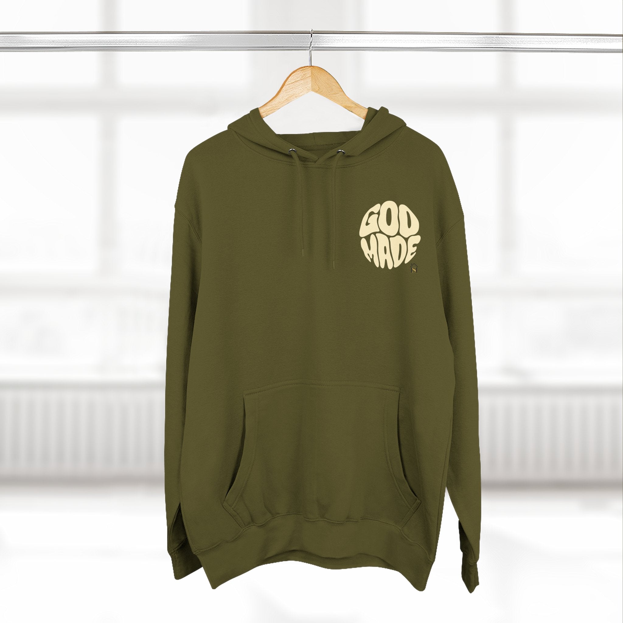 God Made Hoodie — Red Retro Bubble Logo Fleece Pullover