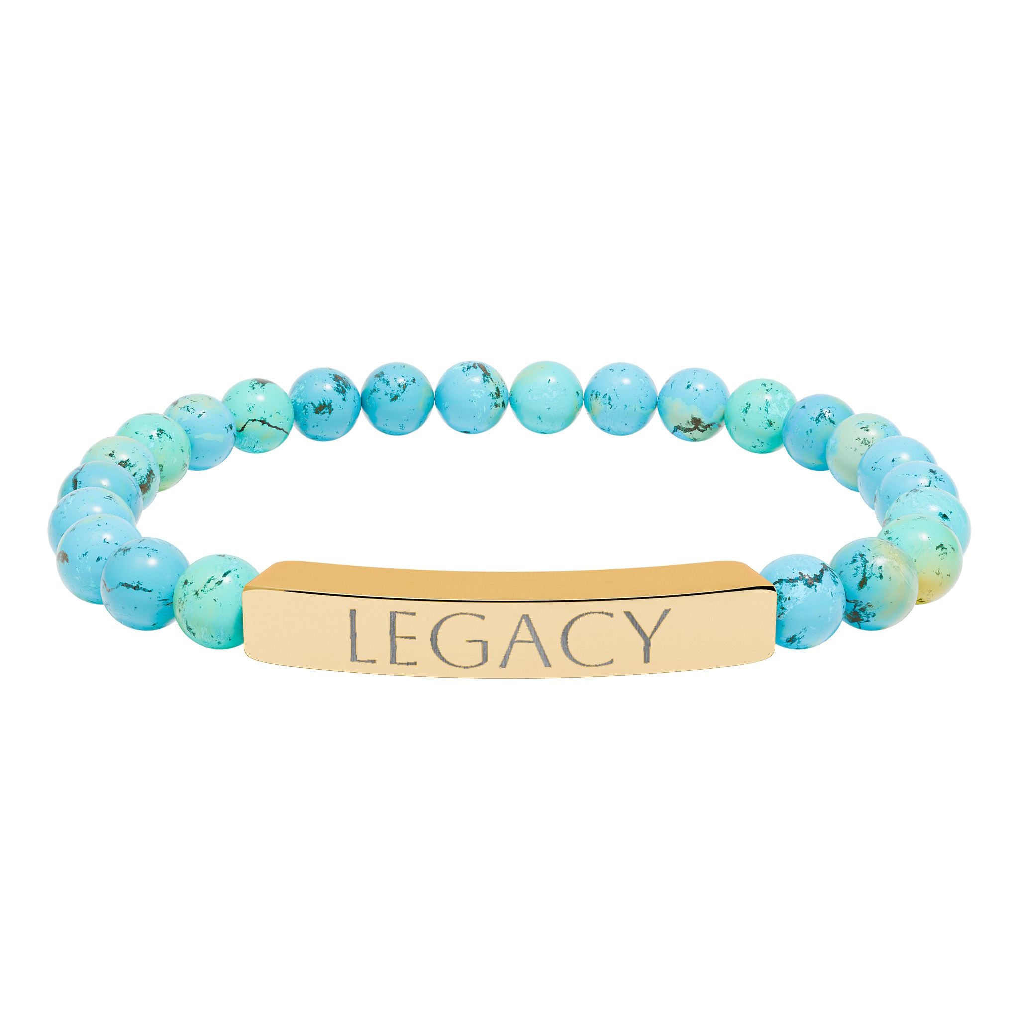 Engraved Natural Stone Bracelet - "My LEGACY" Stretch Bar Jewelry