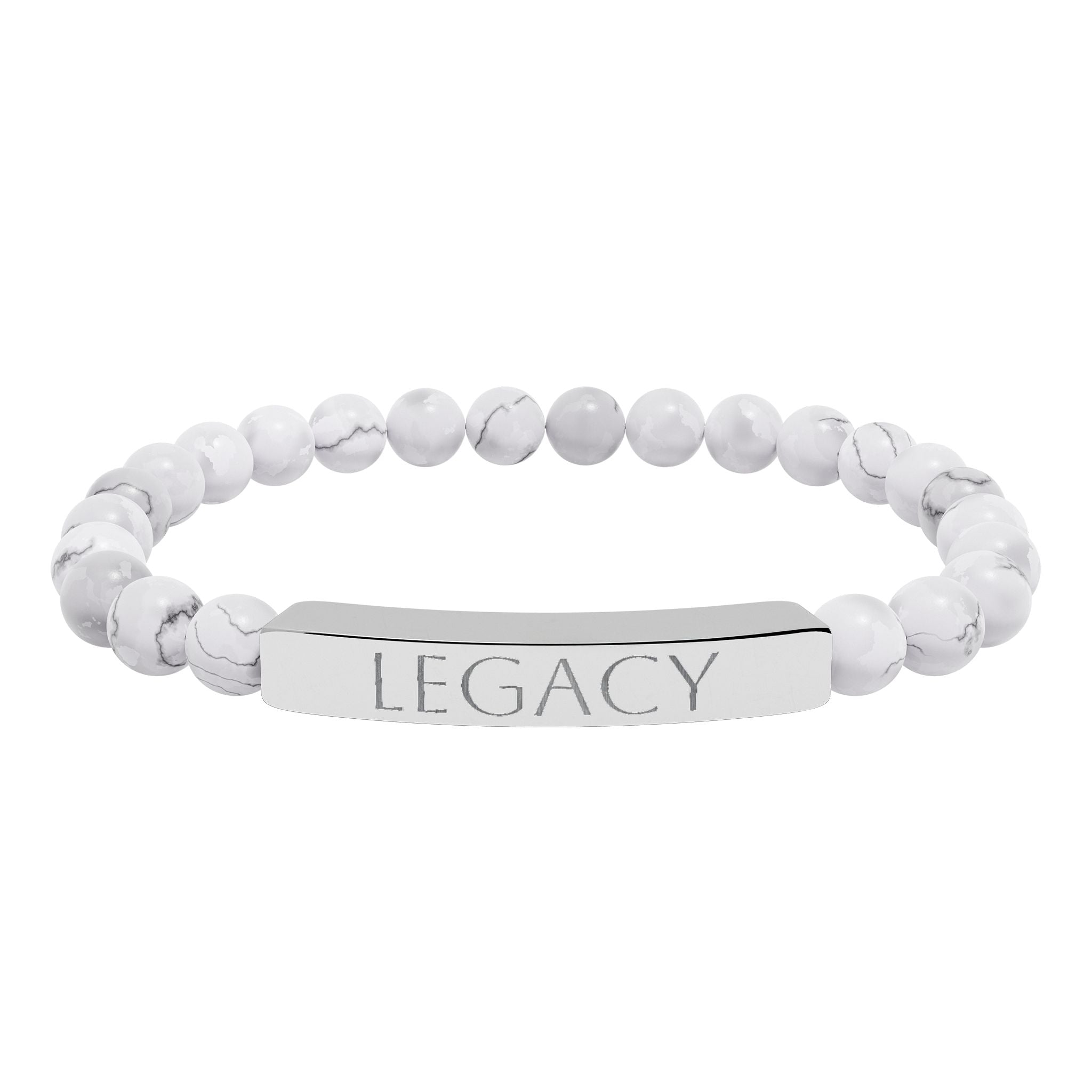 Engraved Natural Stone Bracelet - "My LEGACY" Stretch Bar Jewelry