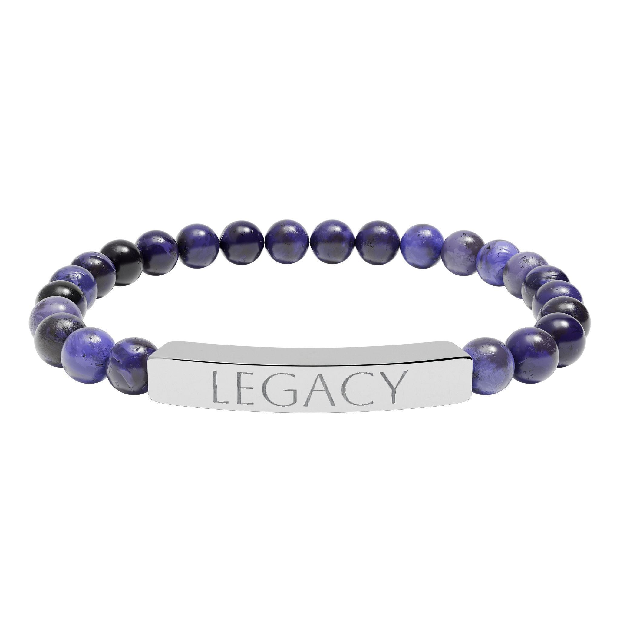 Engraved Natural Stone Bracelet - "My LEGACY" Stretch Bar Jewelry