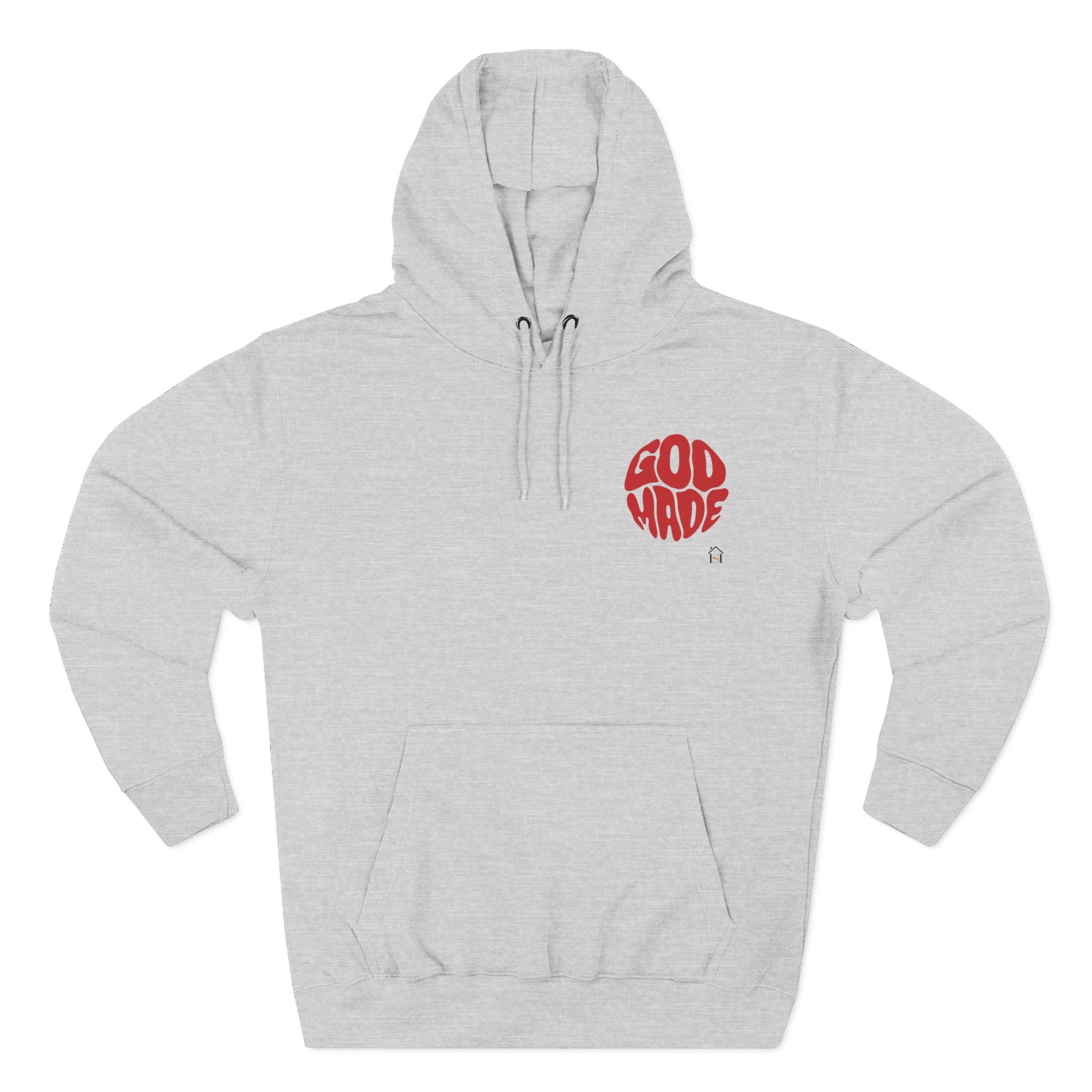 God Made Hoodie — Red Retro Bubble Logo Fleece Pullover