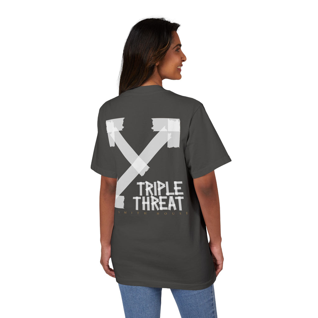 Triple Threat Unisex Drop-Shoulder T-Shirt, Stylish Graphic Tee, Streetwear Top, Casual Wear, Gift for Friends, Modern Fashion