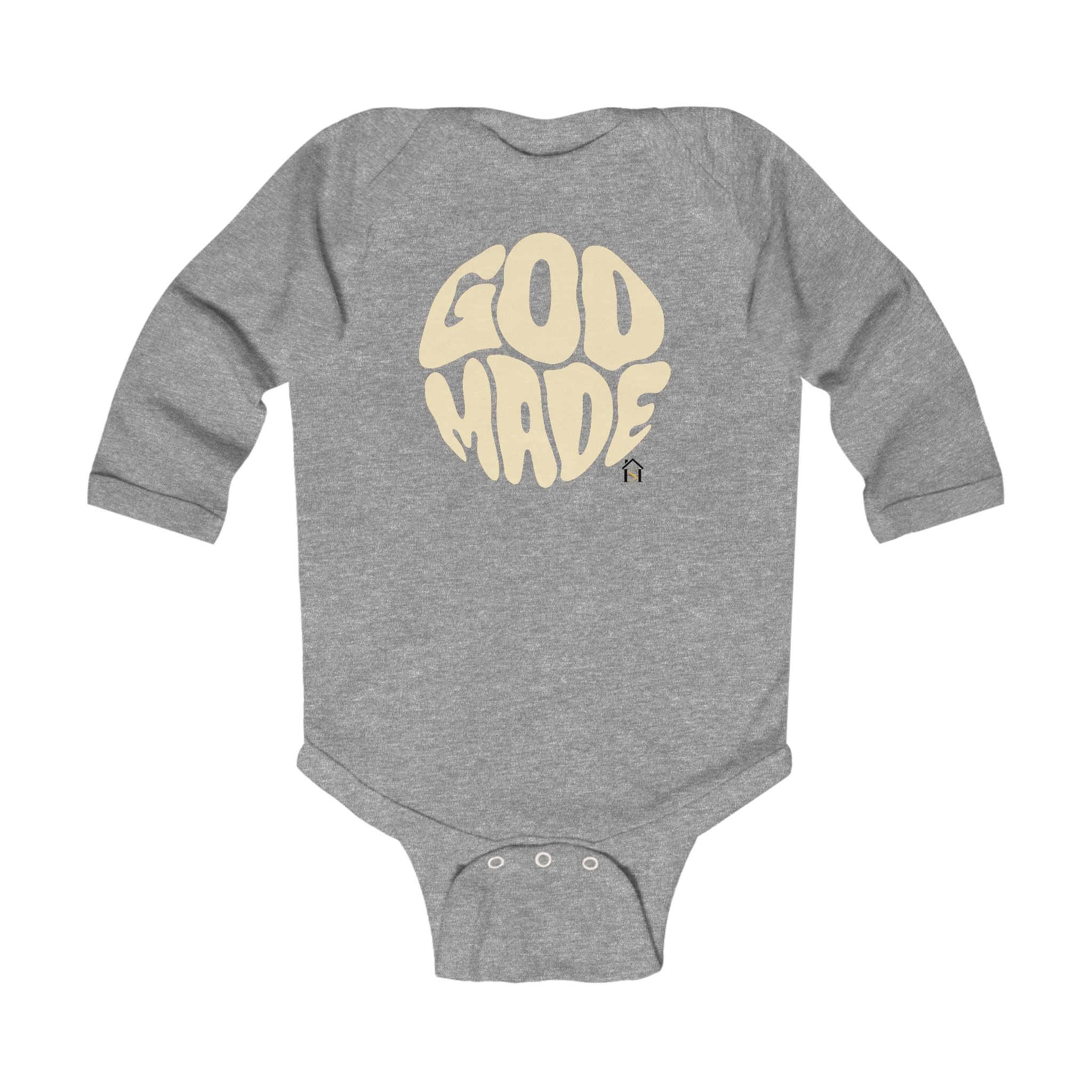 Infant Bodysuit - "God Made" Red Graphic Baby Onesie (Long Sleeve)
