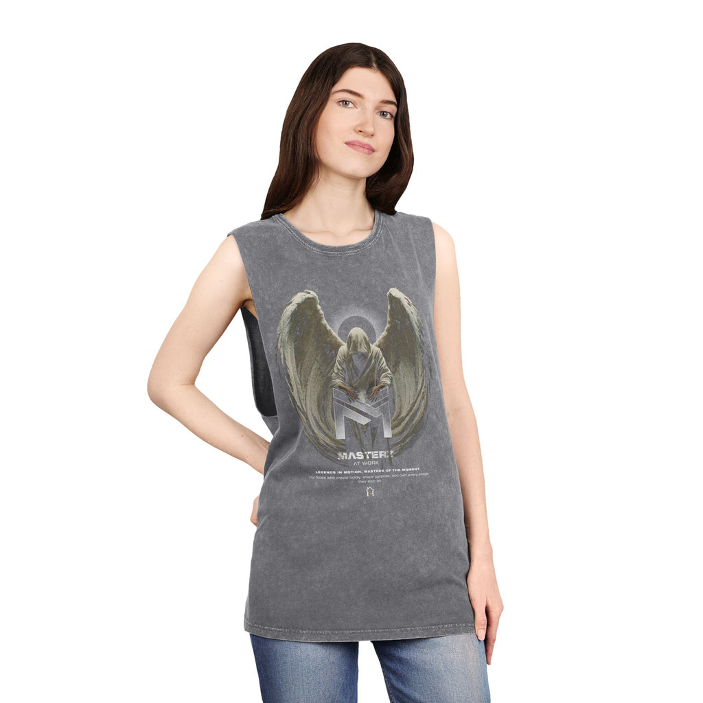 Unisex Stonewash Tank Top - Angelic 'Master' Graphic Tee for Casual Comfort