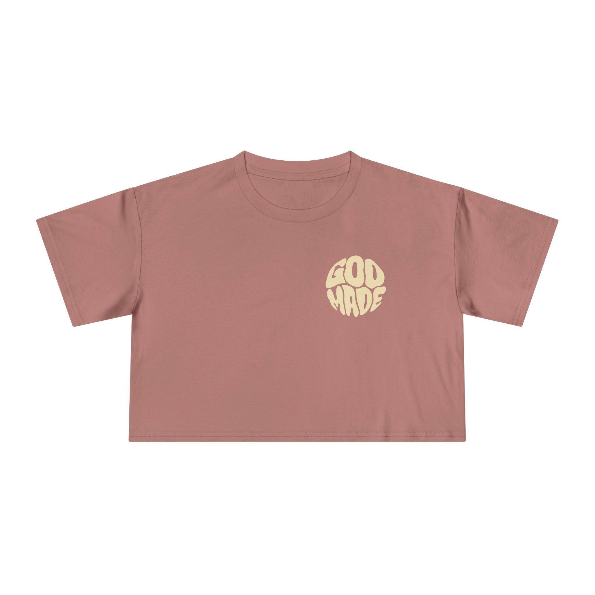 Women's Crop Tee with Bold 'GOD MADE' Design, Stylish Summer Top, Gift for Fashion Lovers, Casual Daily Wear, Unique Trendy Apparel