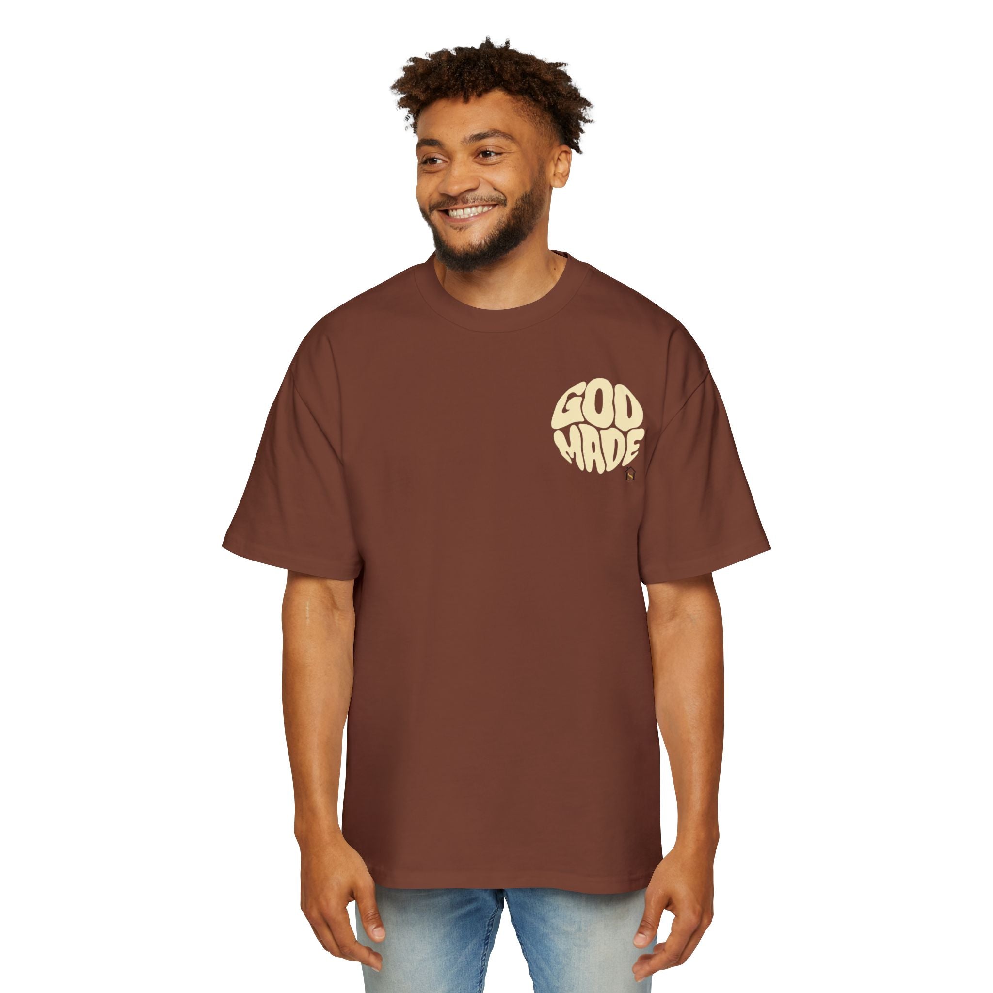 God Made Men's Heavy Oversized Tee, Casual Streetwear, Trendy Graphic Shirt, Unisex Gift, Everyday Comfort, Statement Tee
