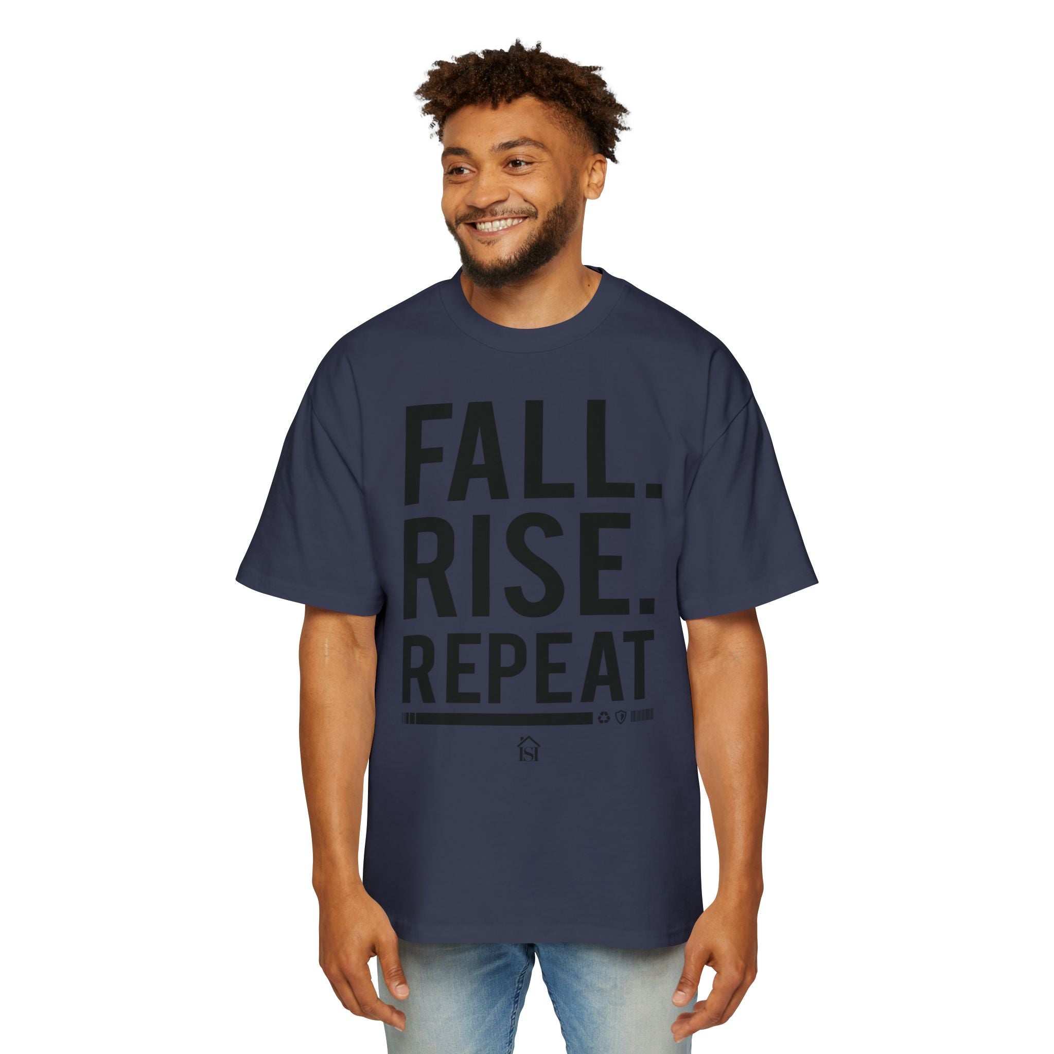 Men's Motivational Oversized Tee - Fall. Rise. Repeat. | Casual Streetwear, Gift for Him, Inspirational Shirt, Relaxed Fit Tee, [...]