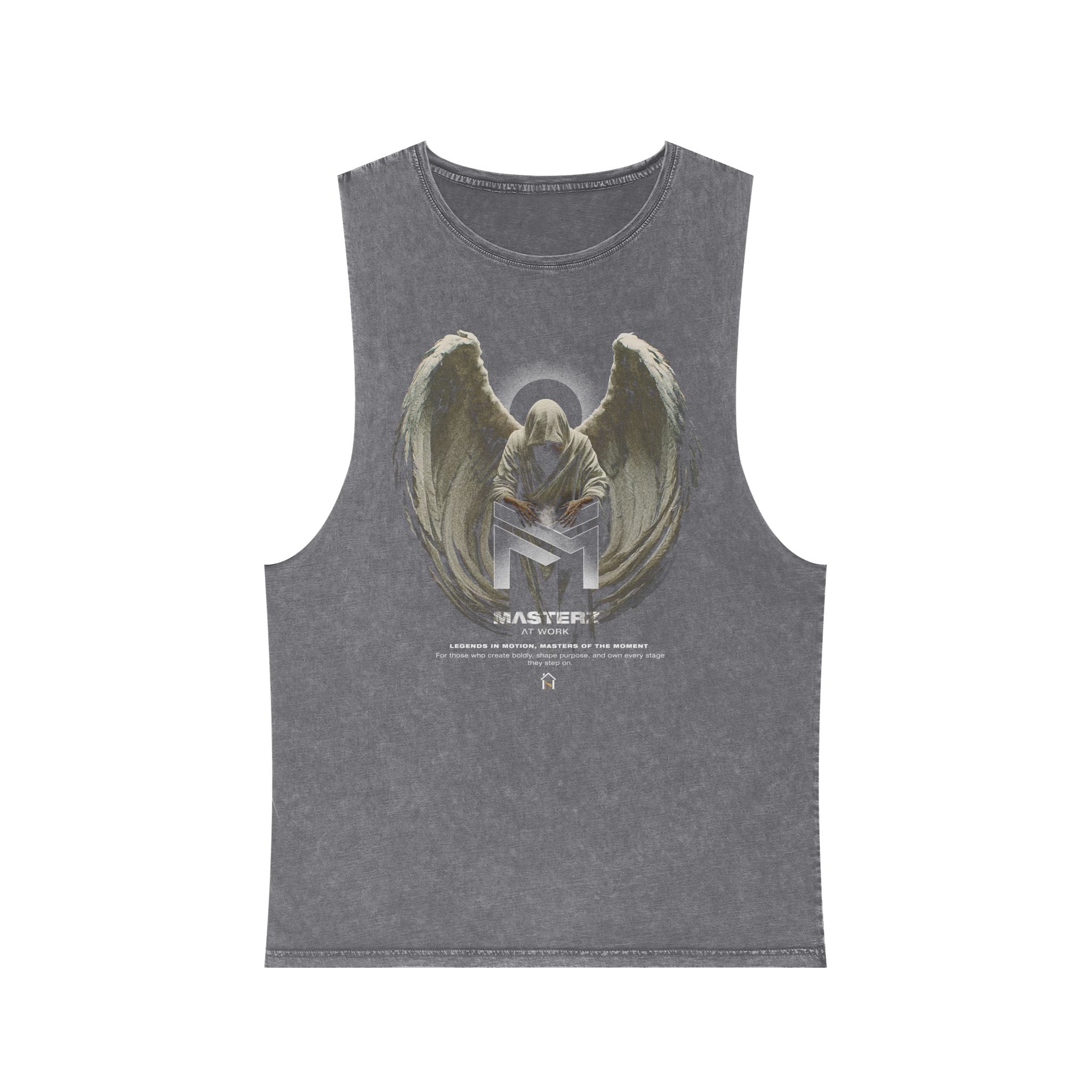Unisex Stonewash Tank Top - Angelic 'Master' Graphic Tee for Casual Comfort