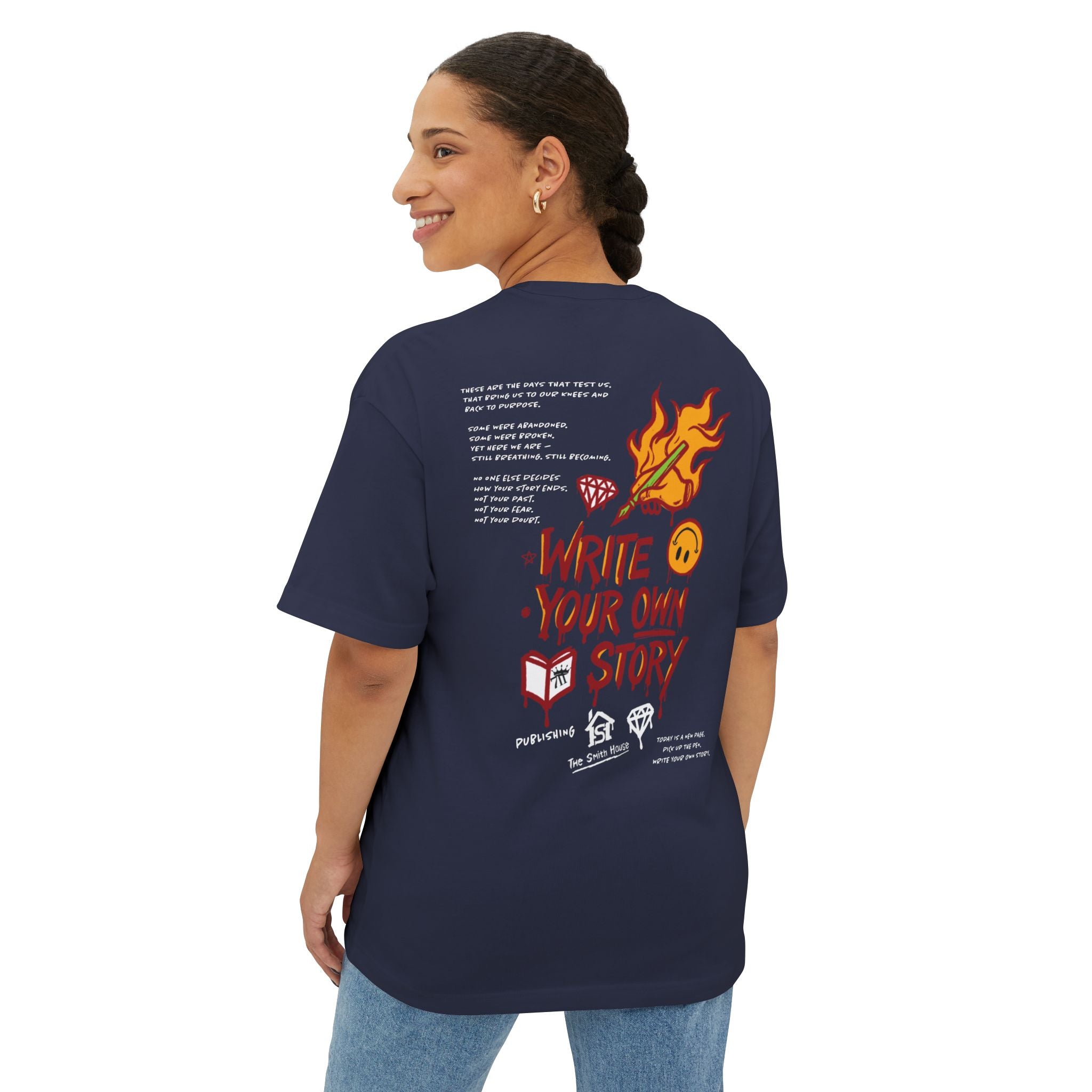 Unisex Oversized Boxy Tee - Write Your Own Story, Casual Tee, Inspirational Shirt, Gift for Writers, Summer Fashion, Relaxed Fit