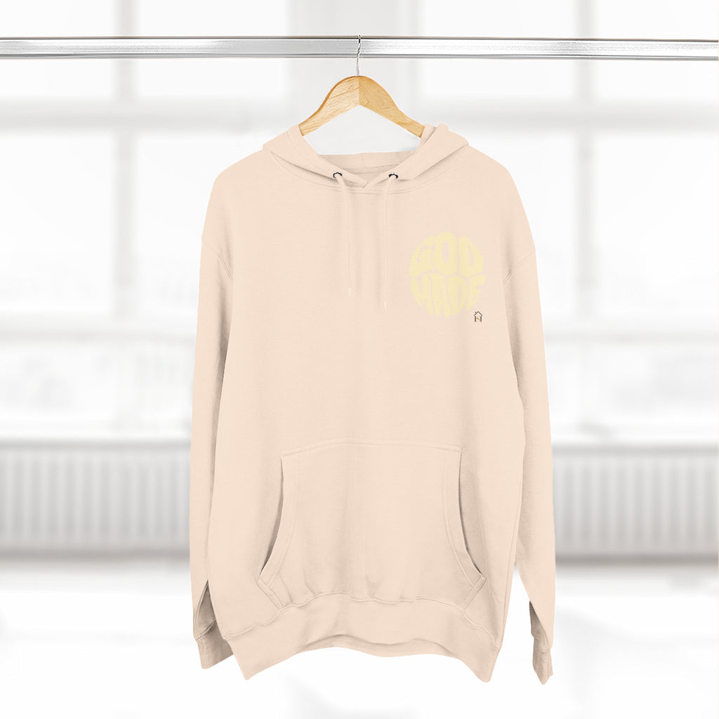 God Made Hoodie — Red Retro Bubble Logo Fleece Pullover