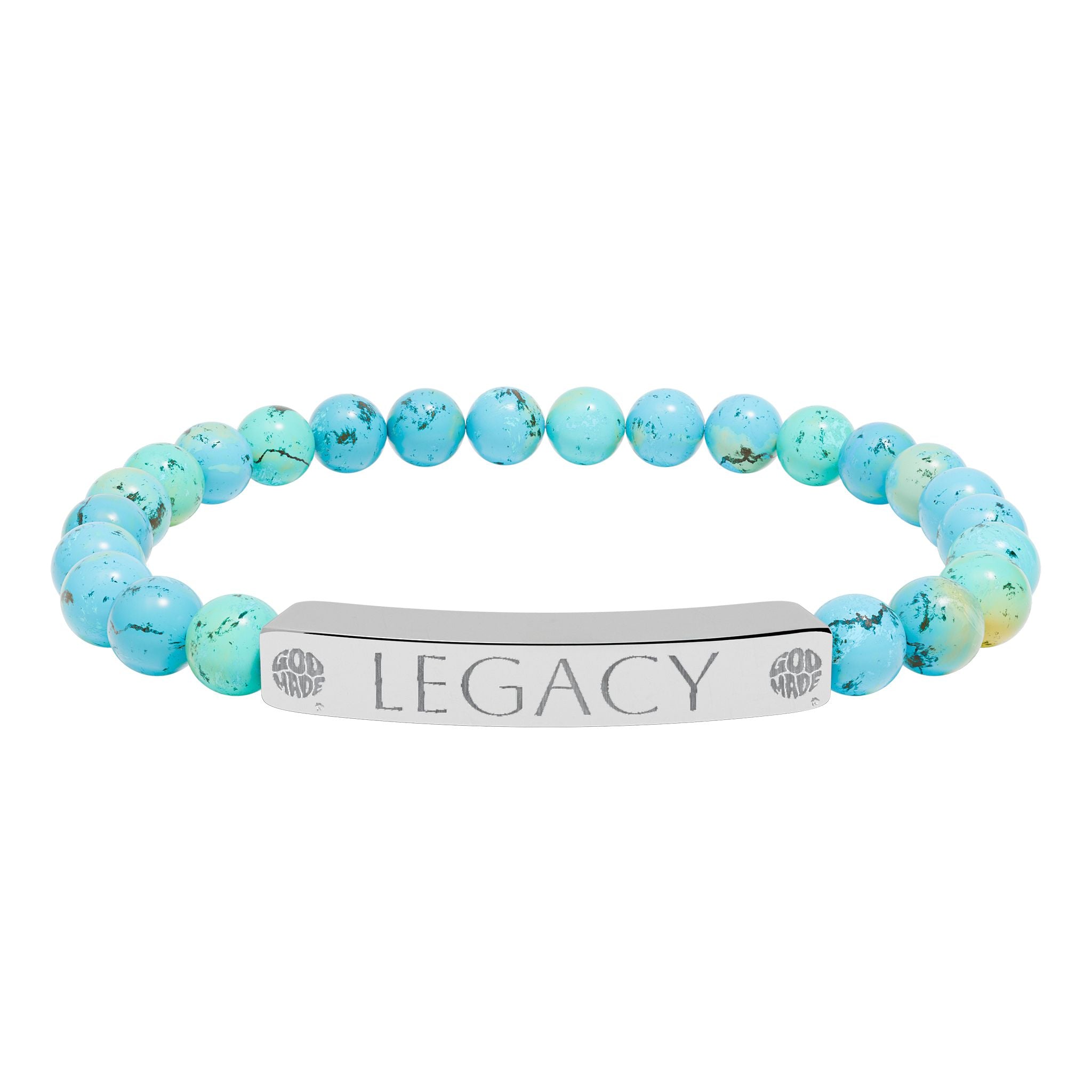 Engraved Natural Stone Bracelet - "My LEGACY" Stretch Bar Jewelry
