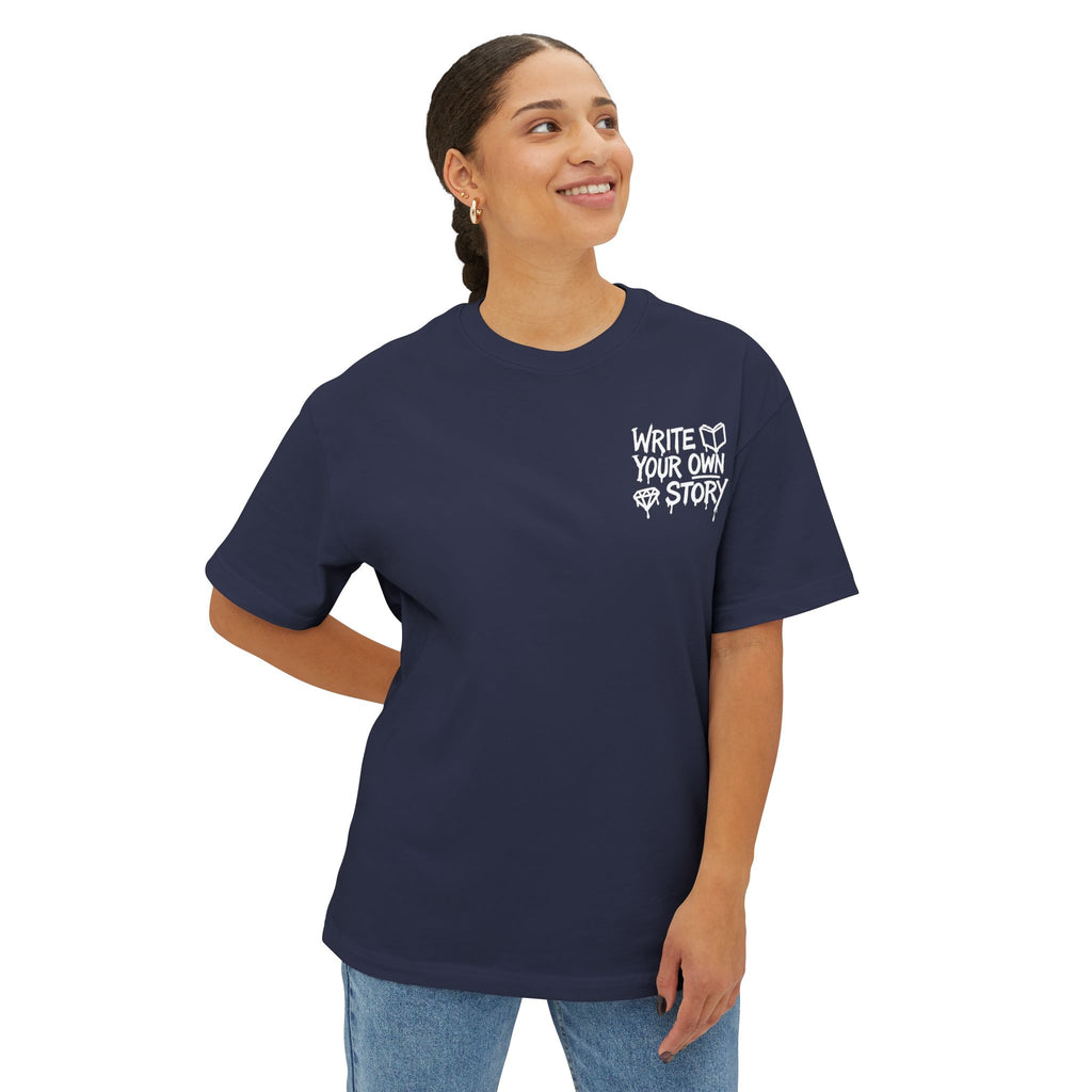 Unisex Oversized Boxy Tee - Write Your Own Story, Casual Tee, Inspirational Shirt, Gift for Writers, Summer Fashion, Relaxed Fit
