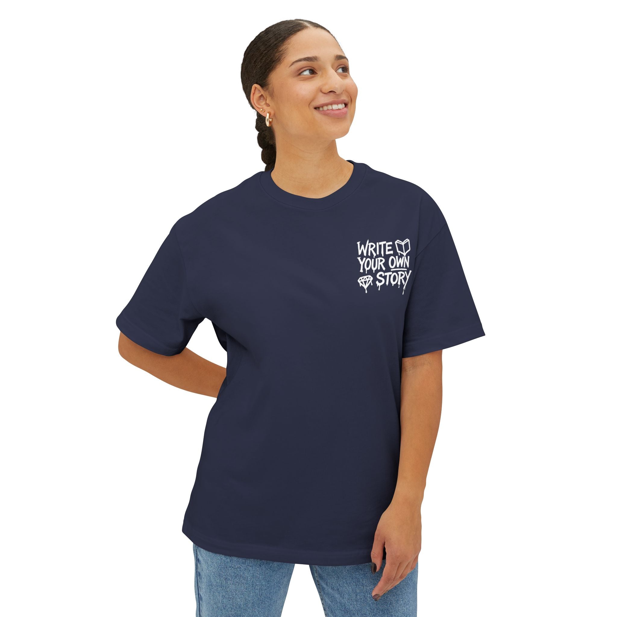Unisex Oversized Boxy Tee - Write Your Own Story, Casual Tee, Inspirational Shirt, Gift for Writers, Summer Fashion, Relaxed Fit