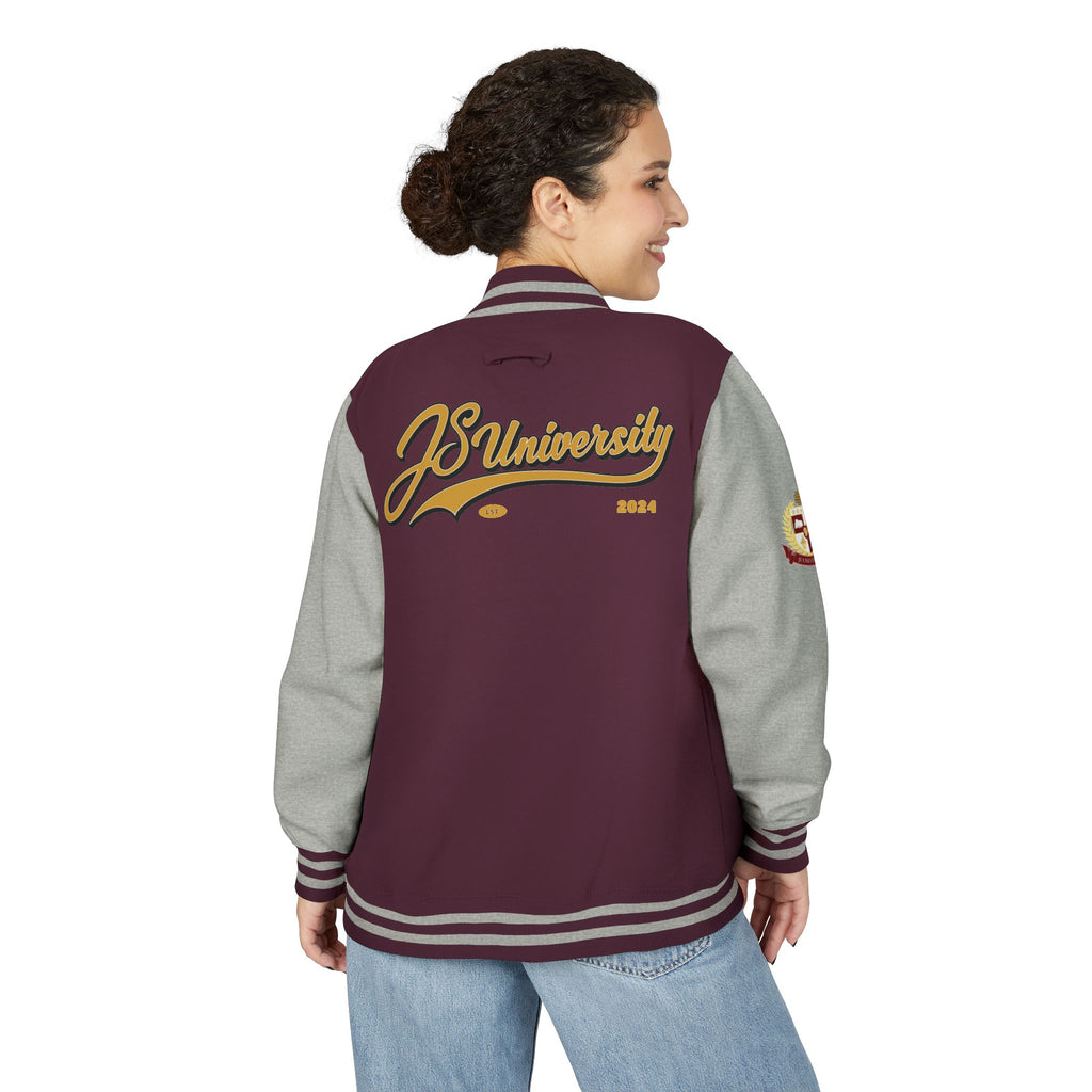 Letterman Jacket — JS University Varsity Letterman Jacket with Script Back Logo